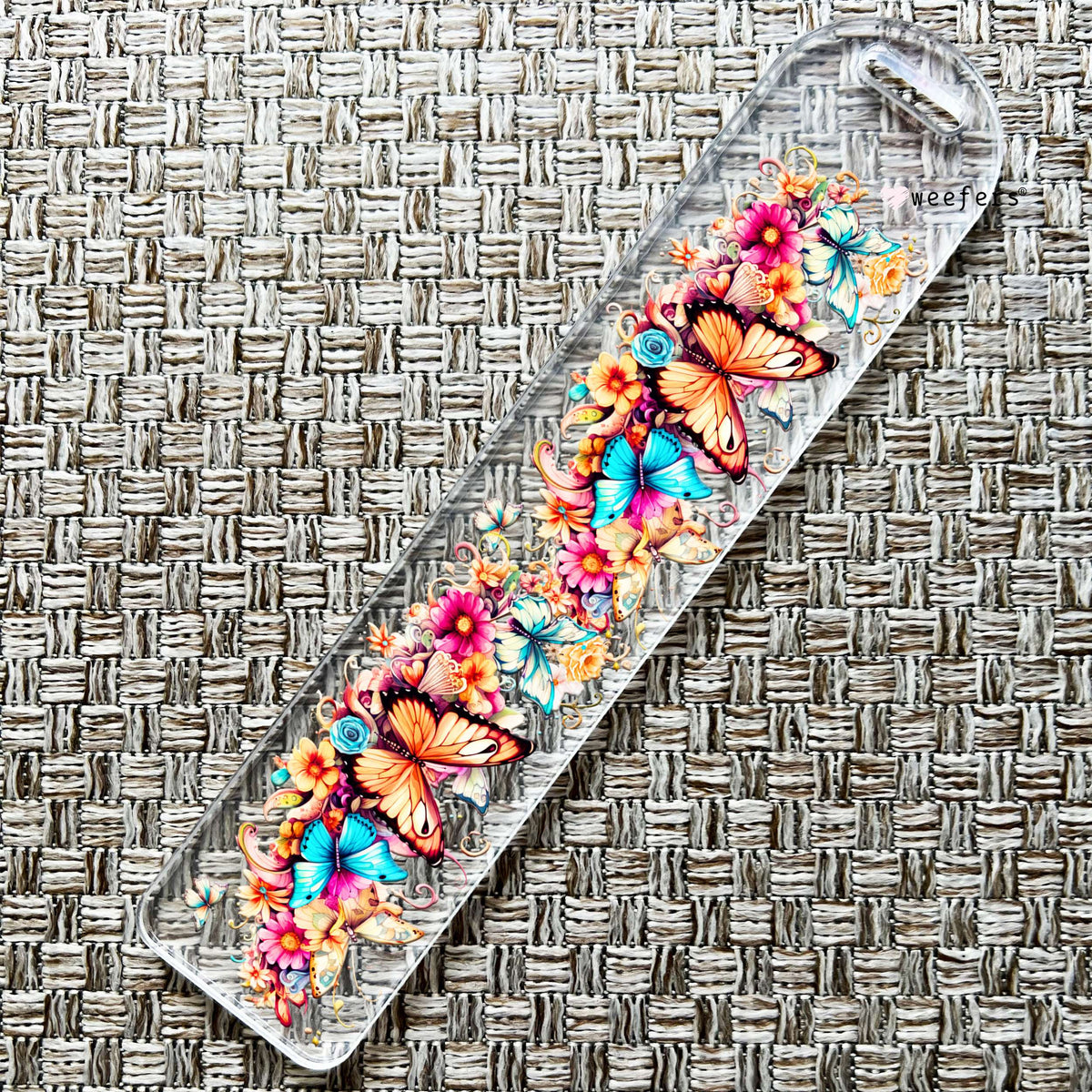Vibrant Butterfly Floral Bookmark UV DTF Decal Weefers