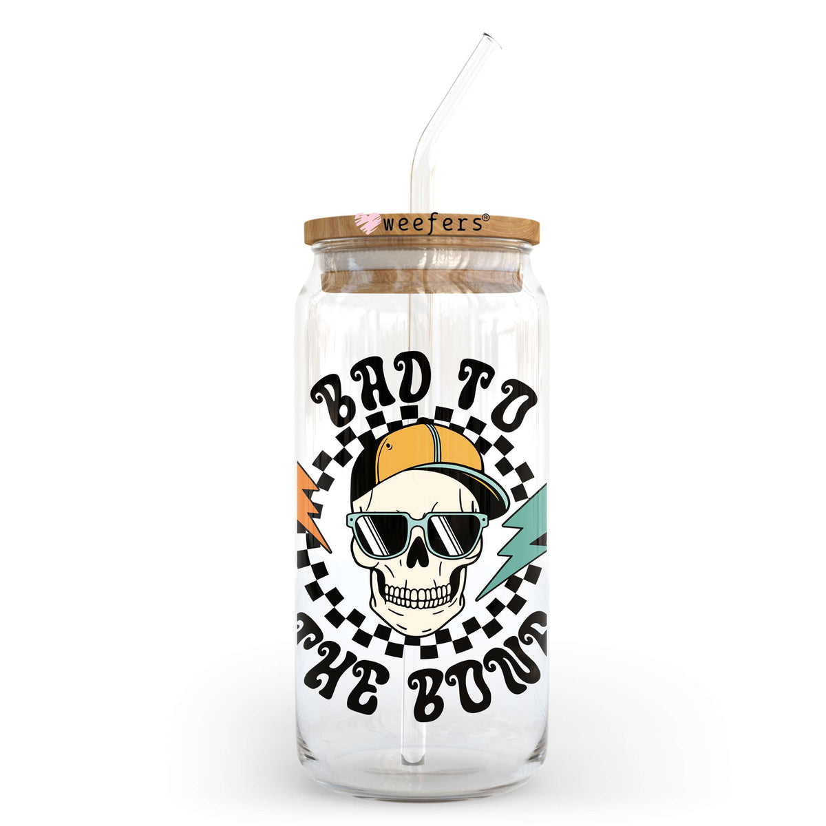 Bad To The Bone 20oz Libbey Glass Can, 34oz Hip Sip, 40oz Tumbler, 24oz Cold Cup UV DTF or Sublimation Decal Transfer Weefers
