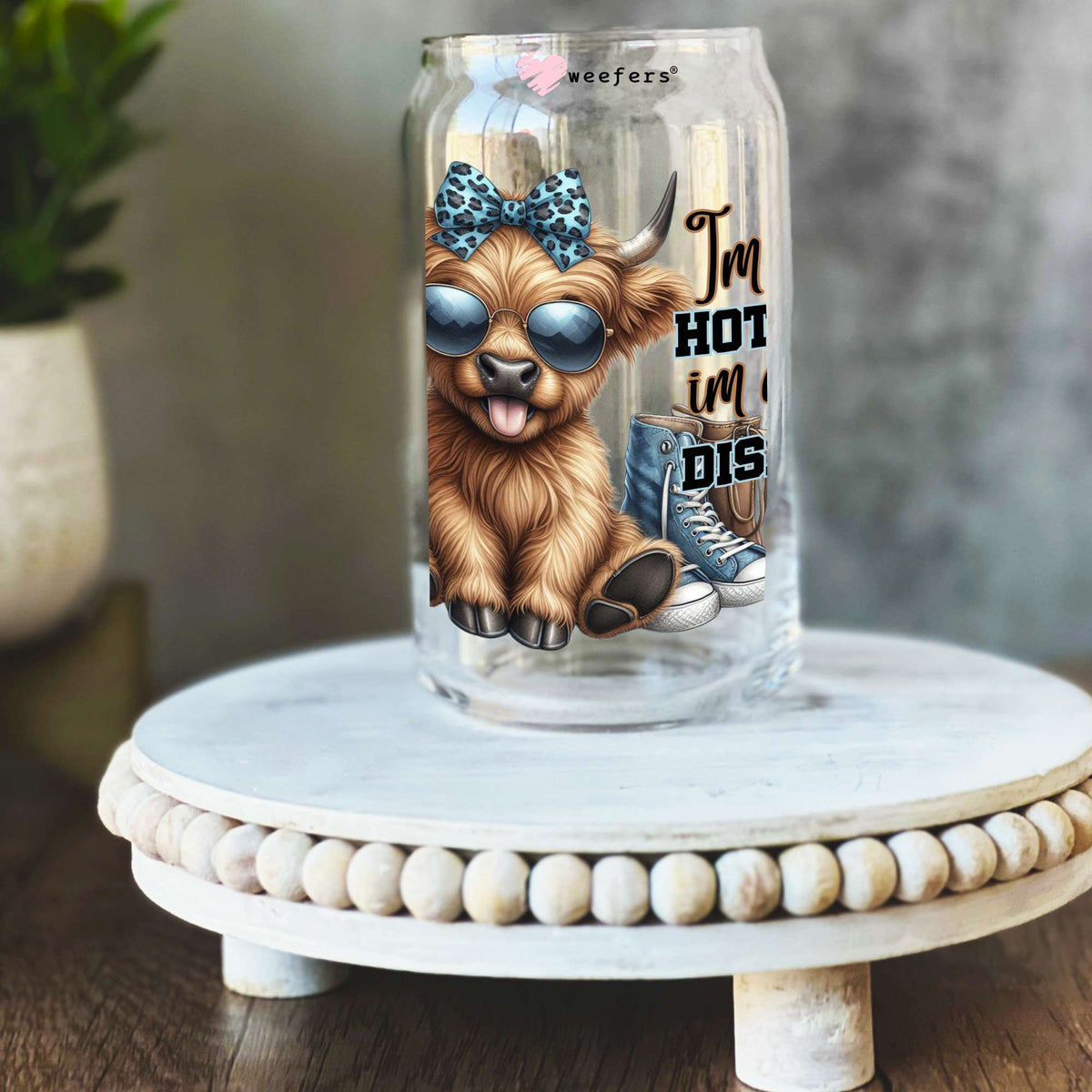 I'm Not a Hot Mess I'm a Spicy Disaster 16oz Libbey Glass Can UV DTF or Sublimation Wrap Decal Transfer Weefers