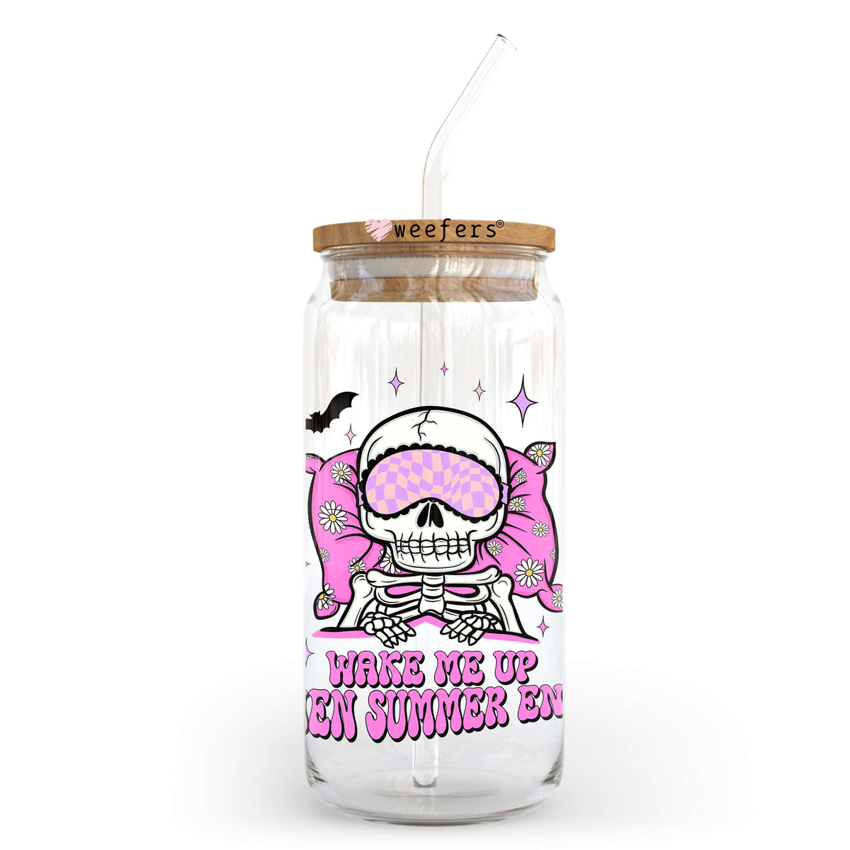 Wake Me When Summer Ends 20oz Libbey Glass Can, 34oz Hip Sip, 40oz Tumbler, 24oz Cold Cup UV DTF or Sublimation Decal Transfer Weefers