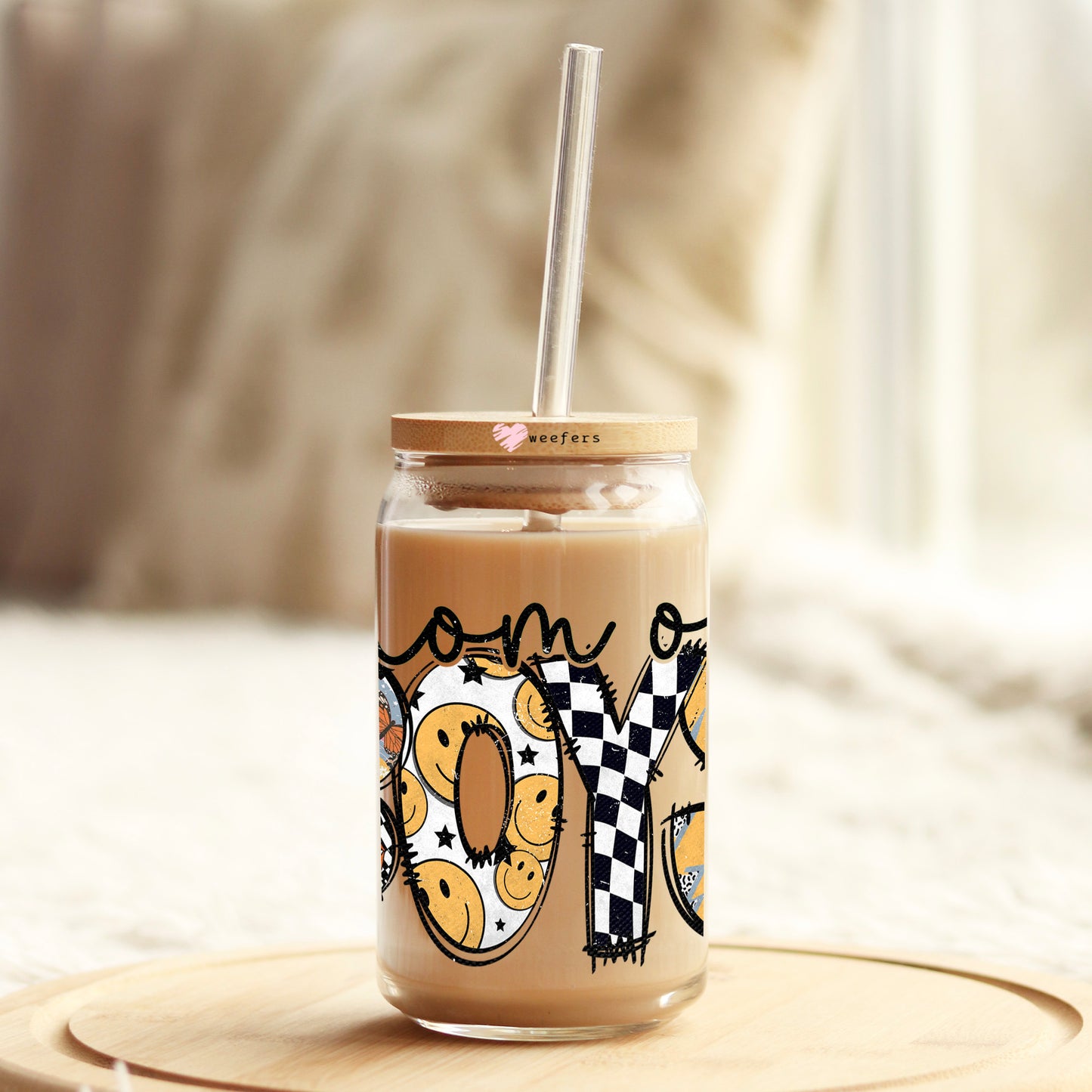 Mom Of Boys 16oz Libbey Glass Can UV DTF or Sublimation Wrap - Decal Transfers Weefers