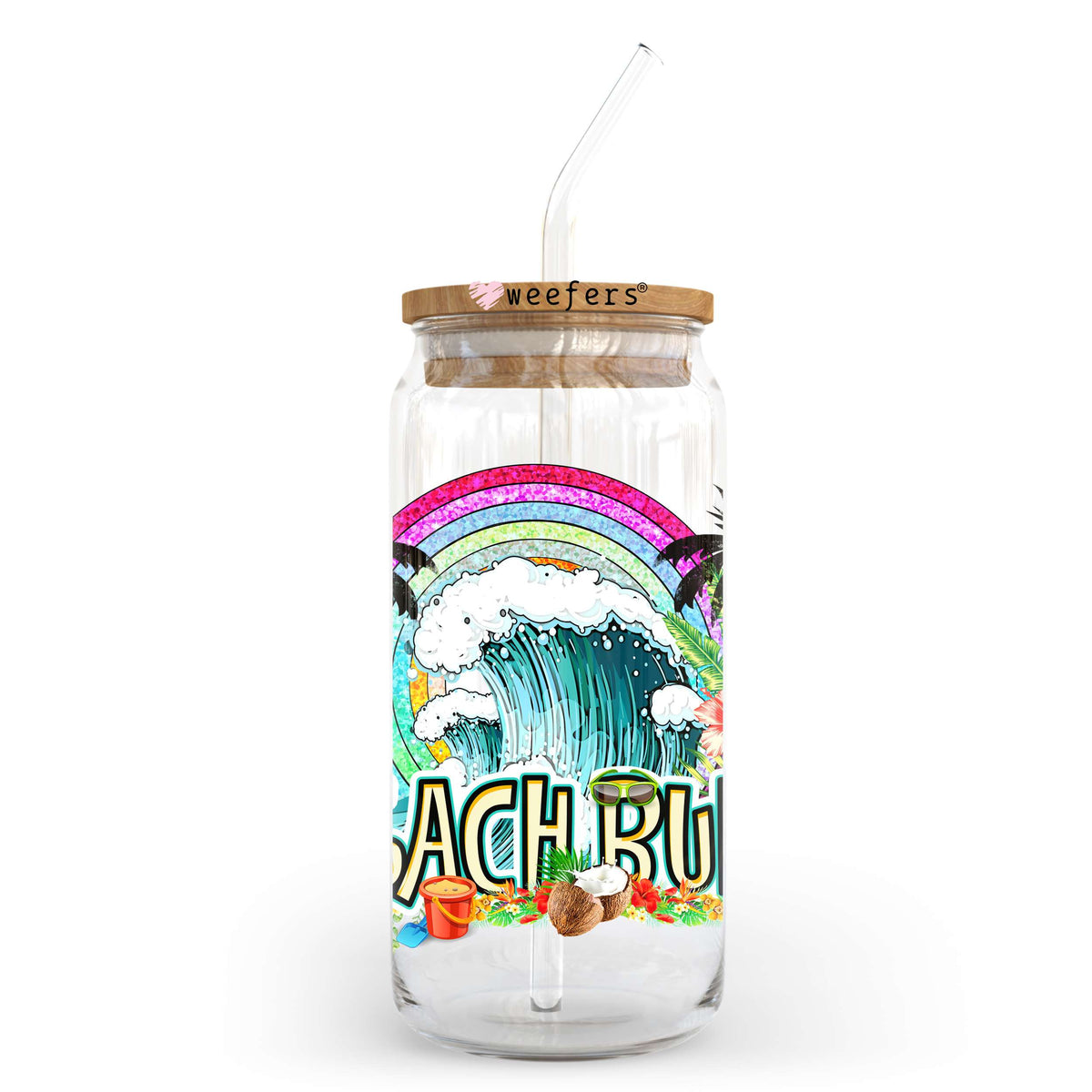 Beach Bum 20oz Libbey Glass Can, 34oz Hip Sip, 40oz Tumbler, 24oz Cold Cup UV DTF or Sublimation Decal Transfer Weefers