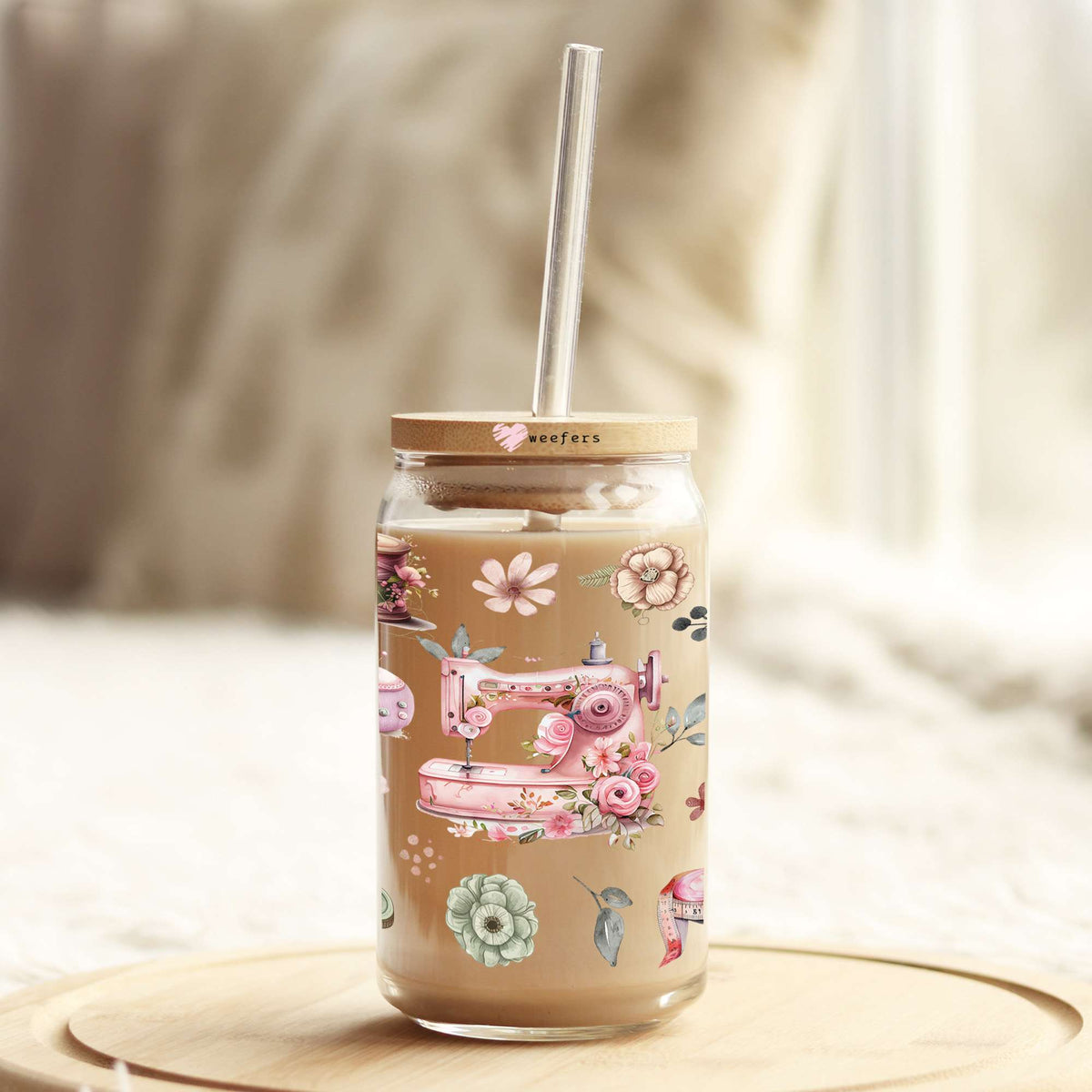 Vintage Sewing 16oz Libbey Glass Can UV DTF or Sublimation Wrap - Decal Weefers