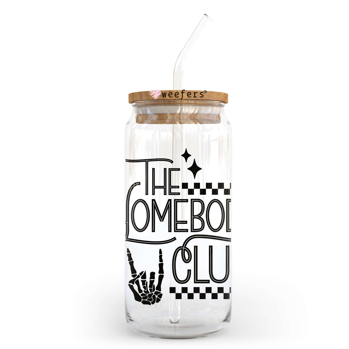 The Homebody Club Black 20oz Libbey Glass Can, 34oz Hip Sip, 40oz Tumbler, 24oz Cold Cup UV DTF or Sublimation Decal Transfer Weefers