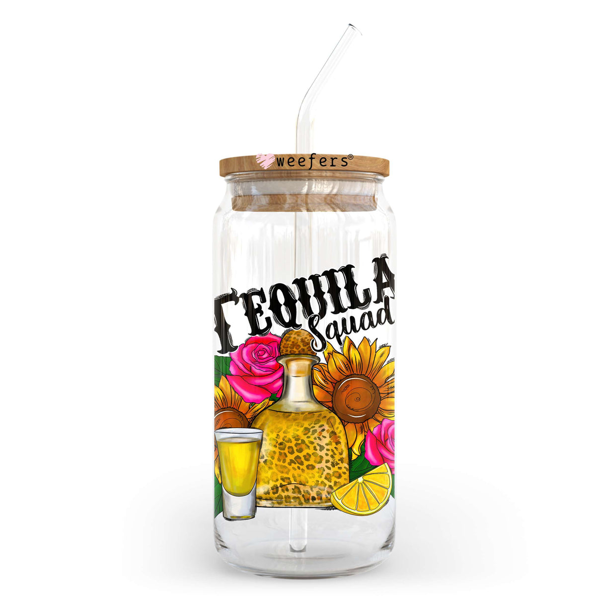 Tequila Squad 20oz Libbey Glass Can, 34oz Hip Sip, 40oz Tumbler, 24oz Cold Cup UV DTF or Sublimation Decal Transfer Weefers