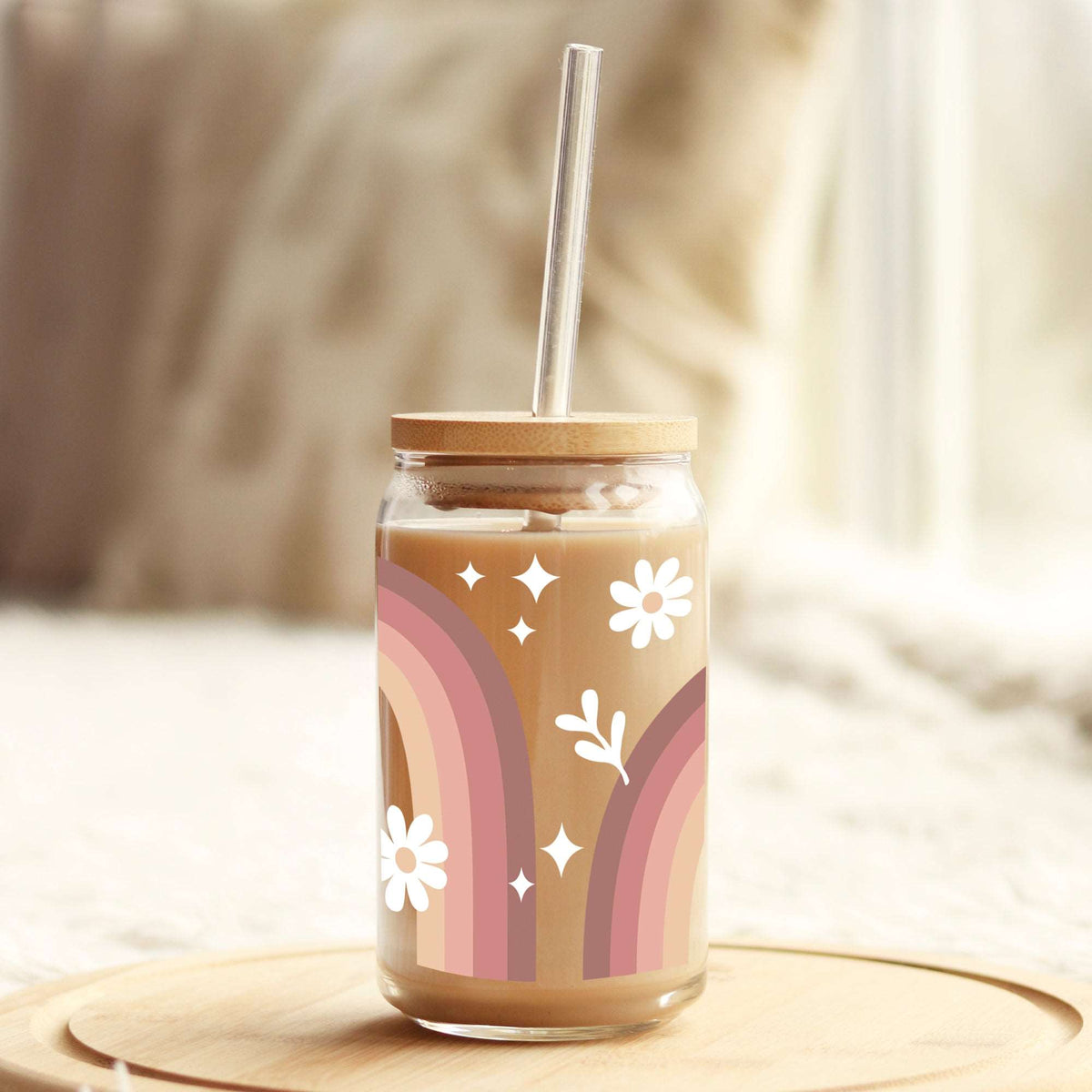 Abstract Mauve Rainbow 16oz Libbey Glass Can UV DTF or Sublimation Wrap - Decal Weefers