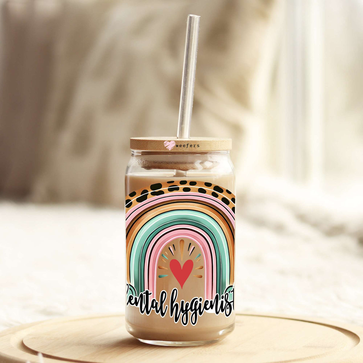Dental Hygienist Rainbow 16oz Libbey Glass Can UV DTF or Sublimation Wrap - Decal Transfers Weefers