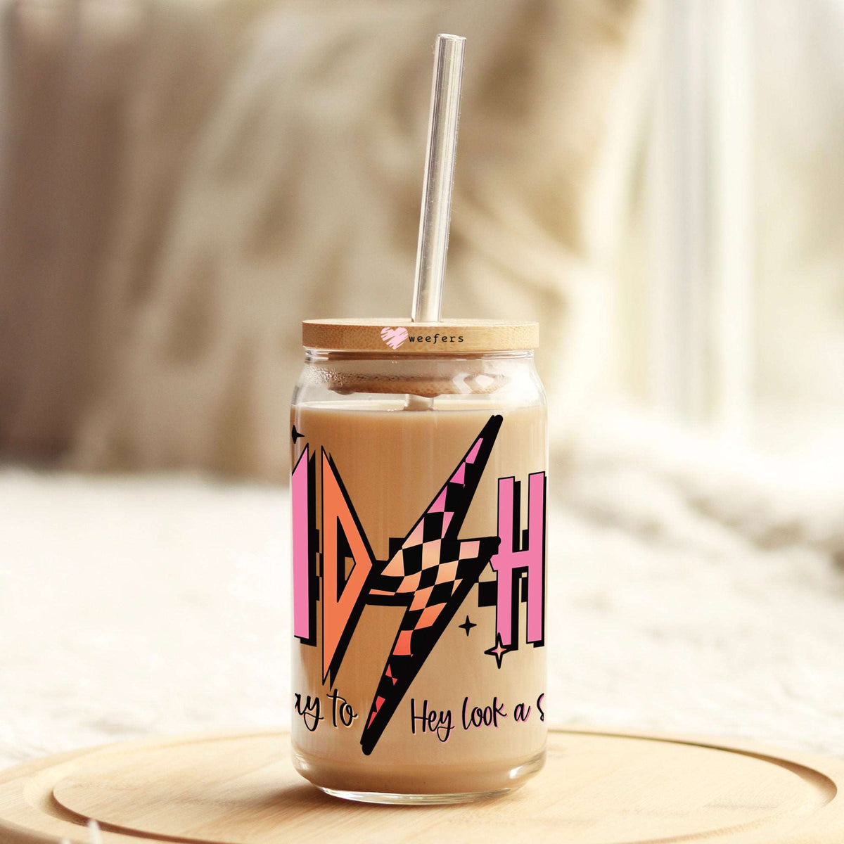 ADHD Highway to Hey Look There's a Squirrel 16oz Libbey Glass Can UV DTF or Sublimation Cup Wrap - Decal Transfer Weefers