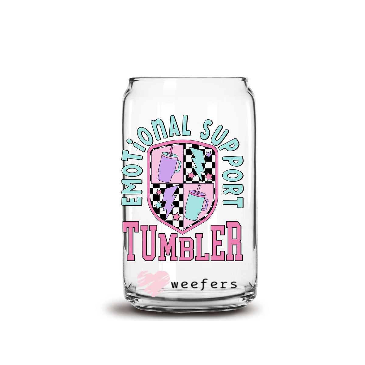 Emotional Support Tumbler 16oz Libbey Glass Can UV DTF or Sublimation Wrap Decal Transfer Weefers