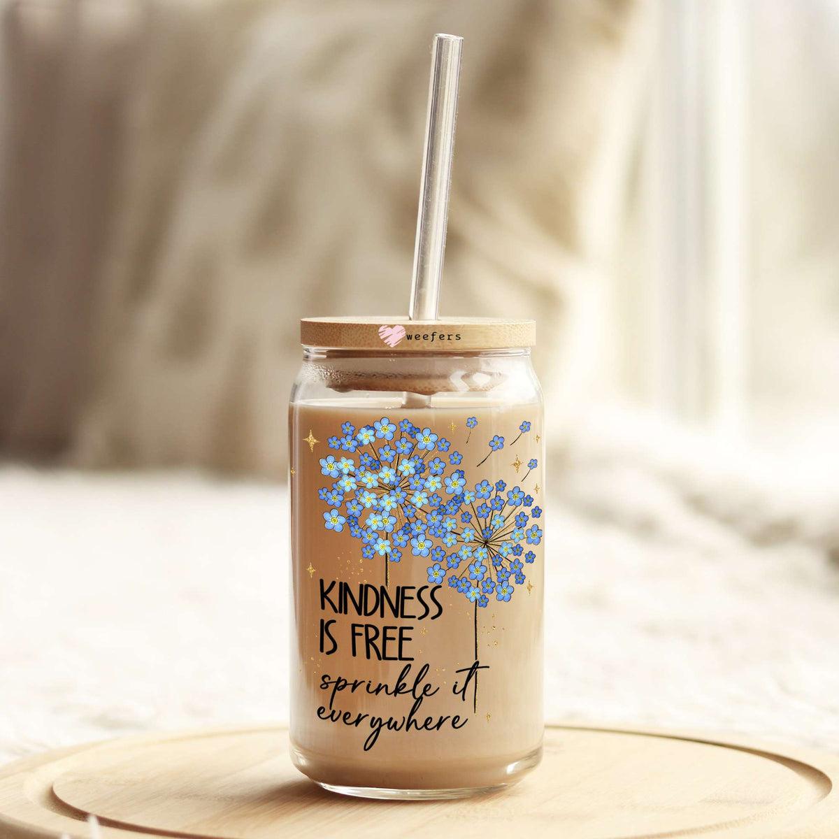 Kindness is Free Sprinkle it Everywhere 16oz Libbey Glass Can UV DTF or Sublimation Wrap - Decal Weefers