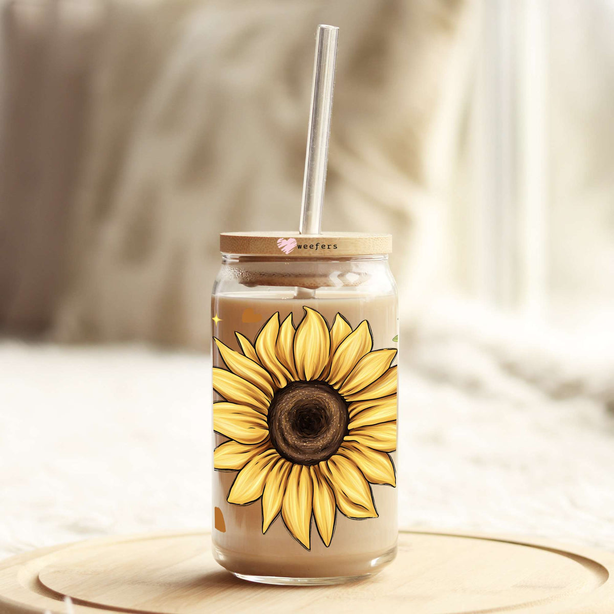 Sunflowers Delight 16oz Libbey Glass Can UV DTF or Sublimation Wrap - Decal Weefers