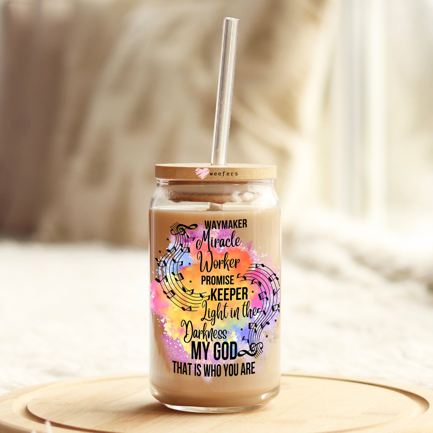 Way Maker Miracle Worker 16oz Libbey Glass Can UV DTF or Sublimation Wrap - Decal Weefers