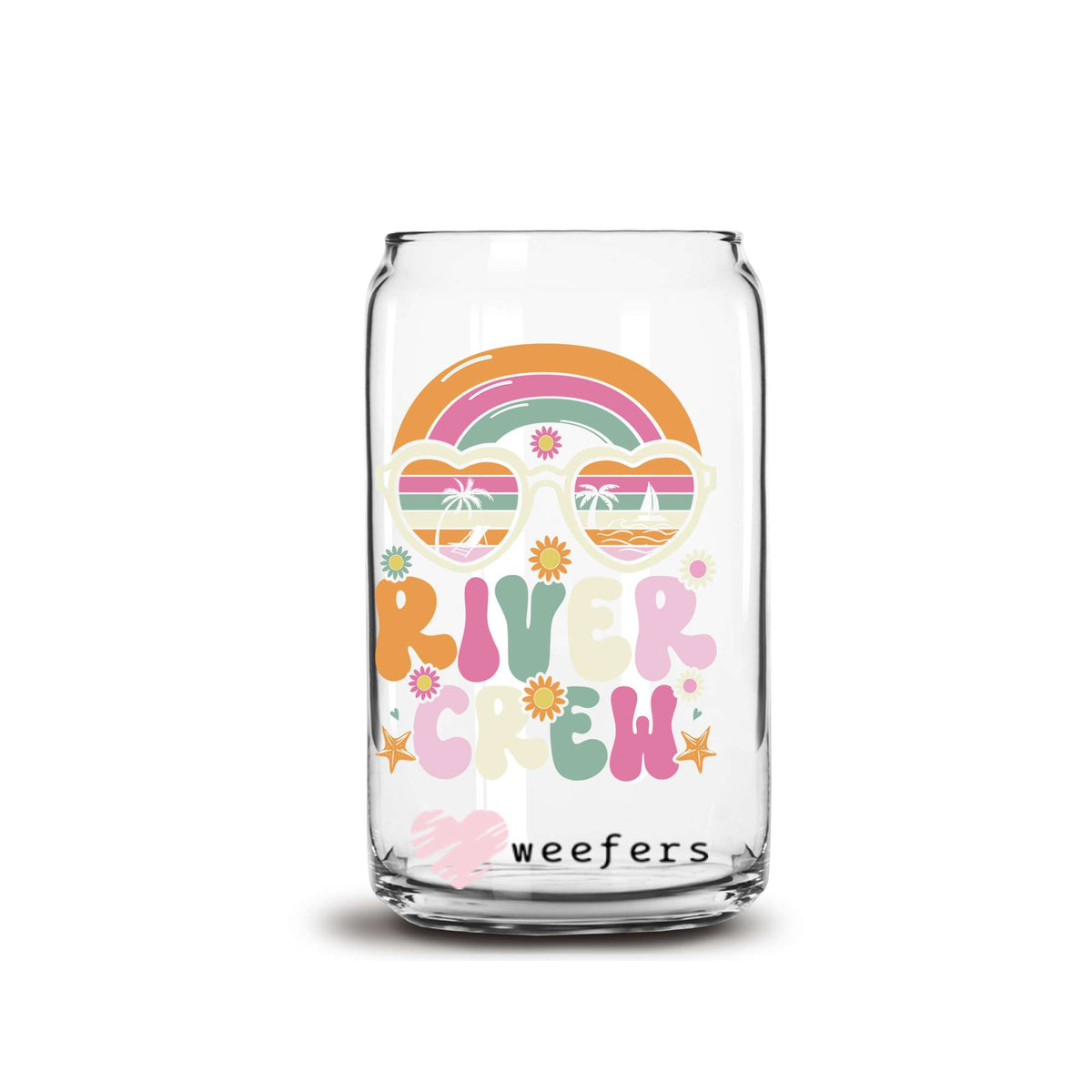 River Crew 16oz Libbey Glass Can UV DTF or Sublimation Wrap Decal Transfer Weefers