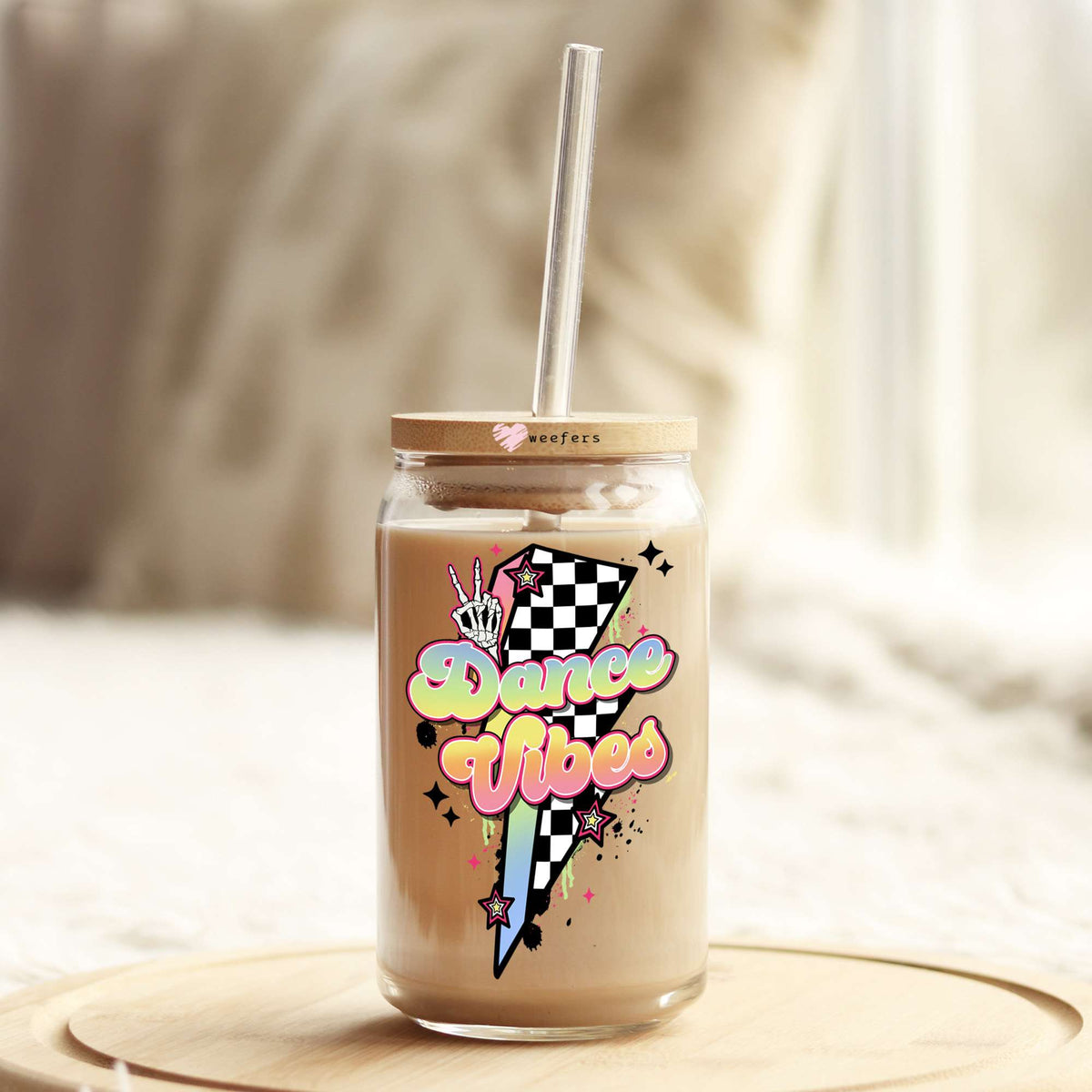 Dance Mom Vibes Lightening Bolt 16oz Libbey Glass Can UV DTF or Sublimation Wrap - Decal Weefers