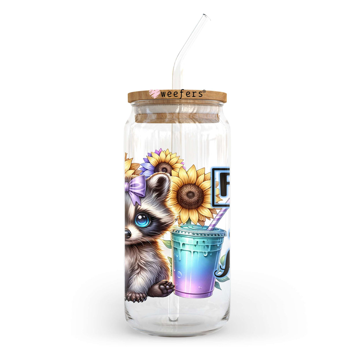 Fueled by Iced Coffee and Anxiety Highland Cow 20oz Libbey Glass Can, 34oz Hip Sip, 40oz Tumbler, 24oz Cold Cup UV DTF or Sublimation Decal Transfer Weefers