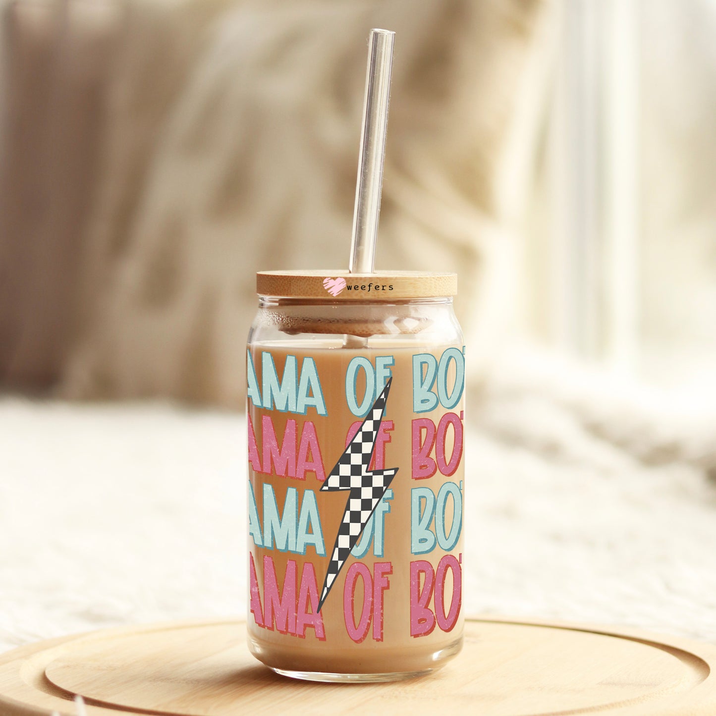 Mama Of Both 16oz Libbey Glass Can UV DTF or Sublimation Wrap Decal Transfer Weefers