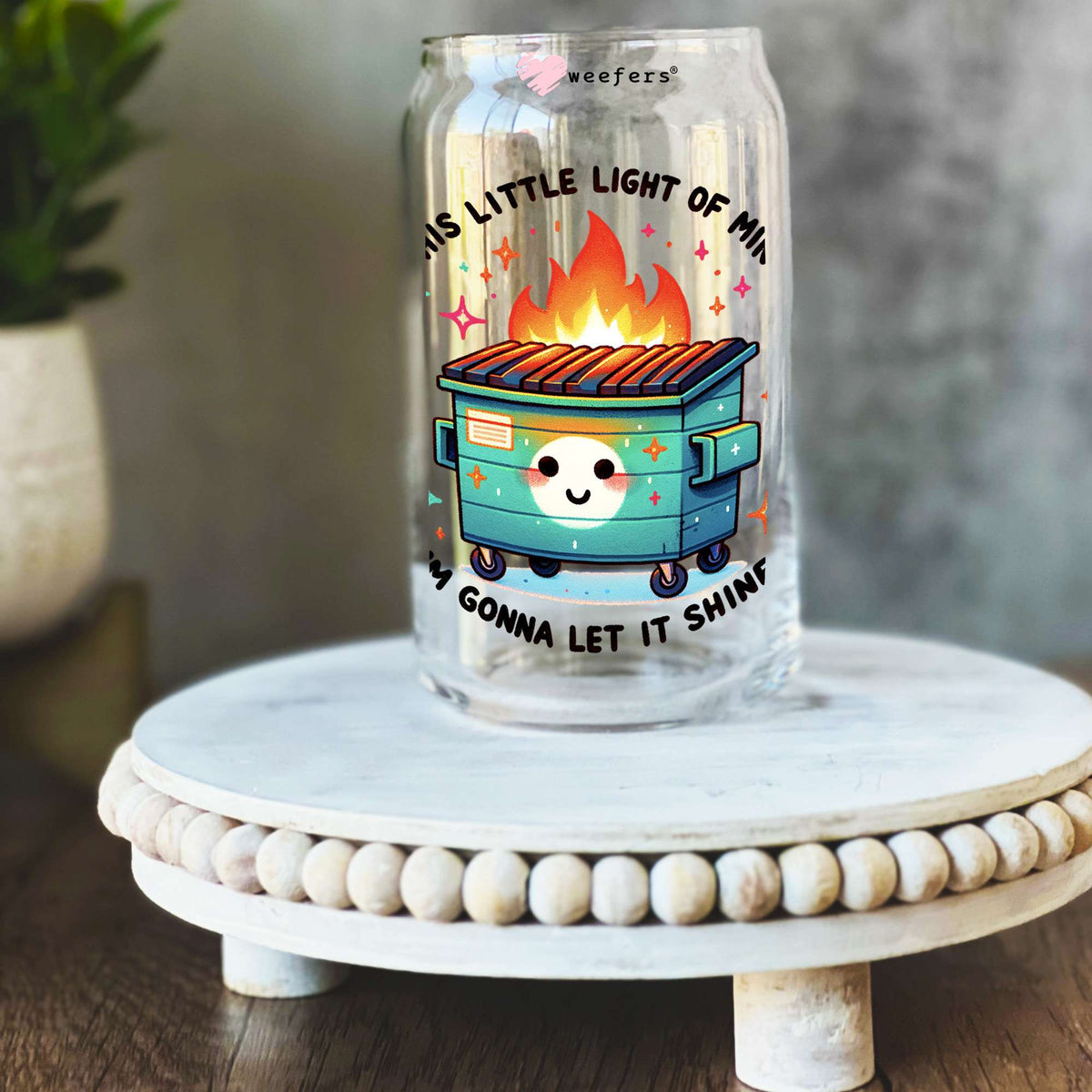 This Little Light of Mine I'm Going to Let it Shine 16oz Libbey Glass Can UV DTF or Sublimation Decal Transfer Weefers