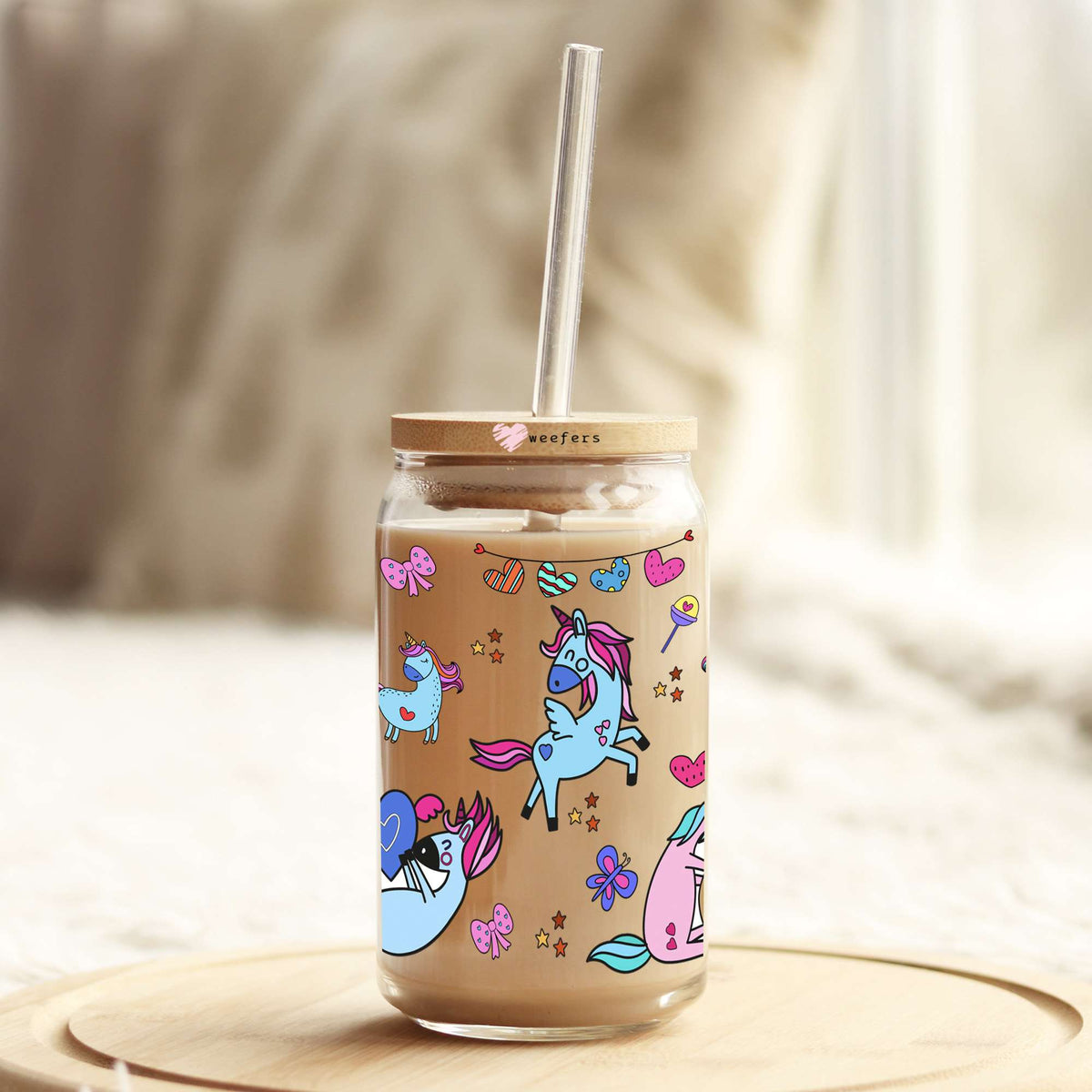 Busy Doing Unicorn Stuff 16oz Libbey Glass Can UV DTF or Sublimation Wrap - Transfer Weefers
