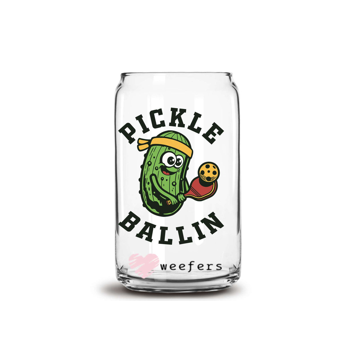 Pickle Ballin Green Pickle 16oz Libbey Glass Can UV DTF or Sublimation Wrap Decal Transfer Weefers