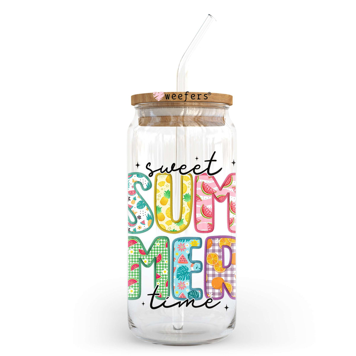 Sweet Summer Time Colorful 20oz Libbey Glass Can UV DTF or Sublimation Decal Weefers