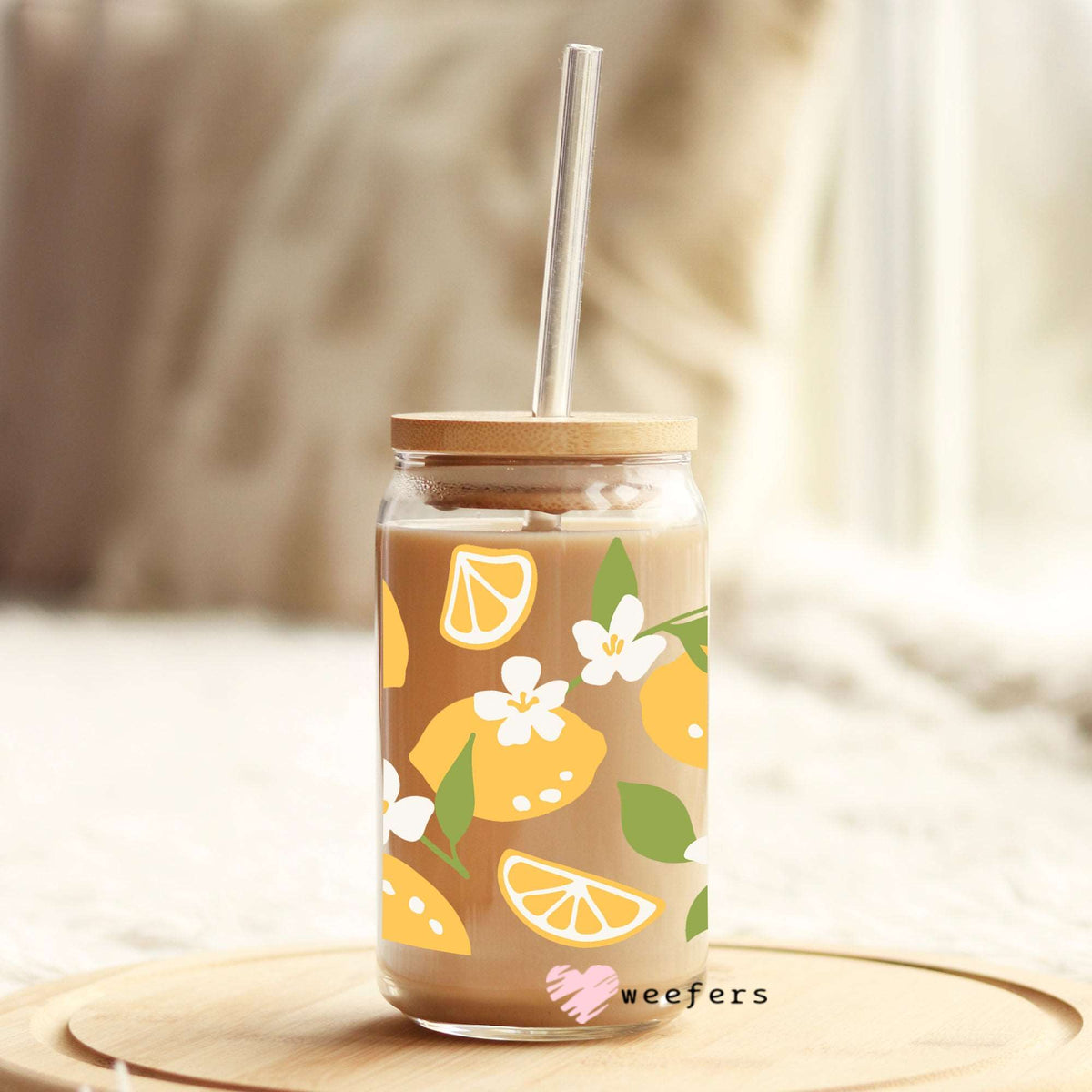 All About Lemons 16oz Libbey Glass Can UV DTF or Sublimation Wrap - Decal Weefers