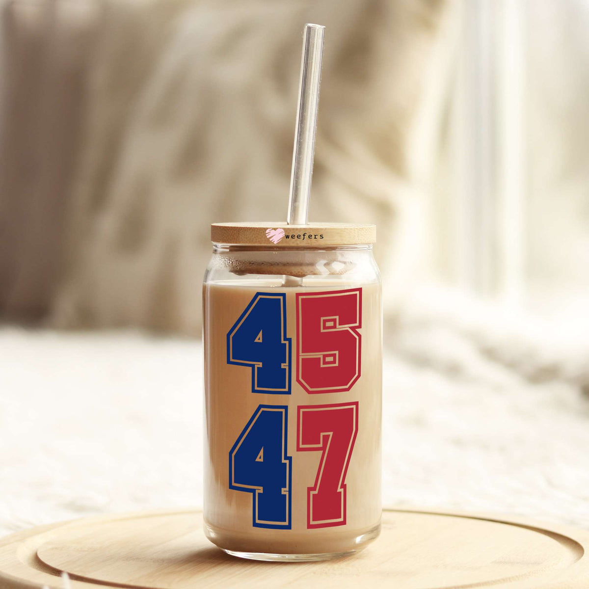 Trump 45 47 President 16oz Libbey Glass Can UV DTF or Sublimation Wrap - Decal Transfer Weefers