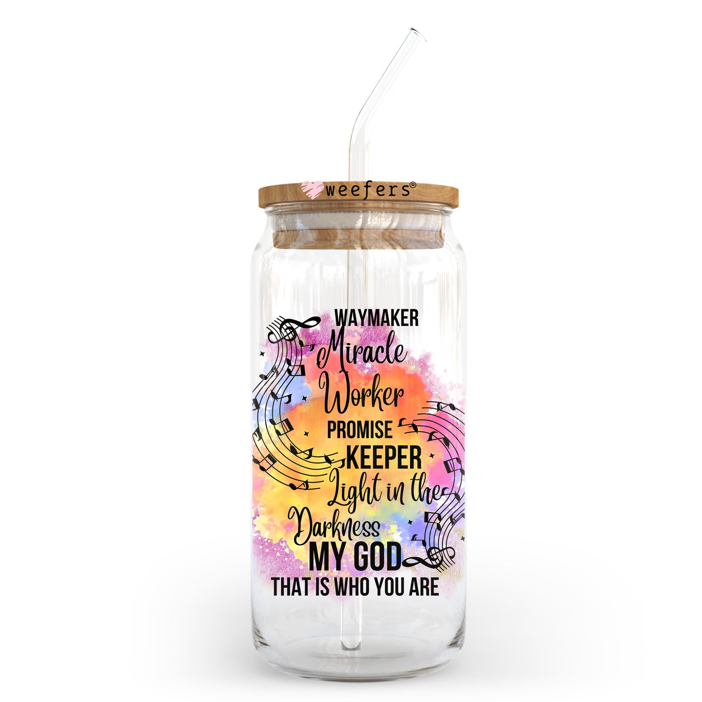 Waymaker Miracle Worker Promise Keeper 20oz Libbey Glass Can UV DTF or Sublimation Wrap - Decal Transfer Weefers