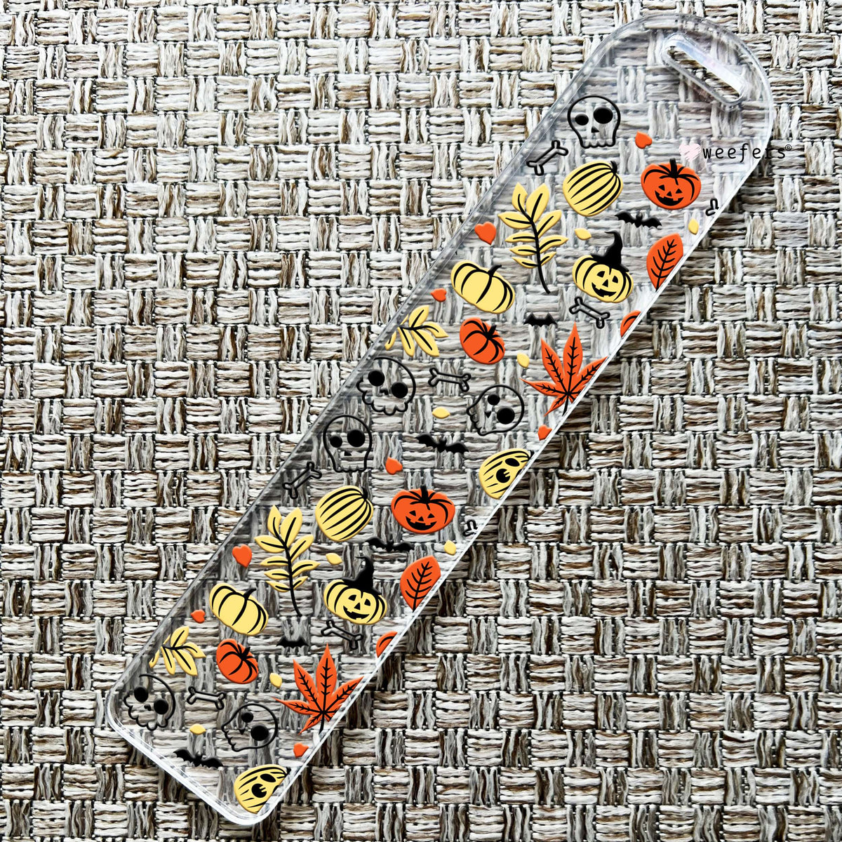 Skulls, Leaves, and Pumpkins Bookmark UV DTF Decals Weefers