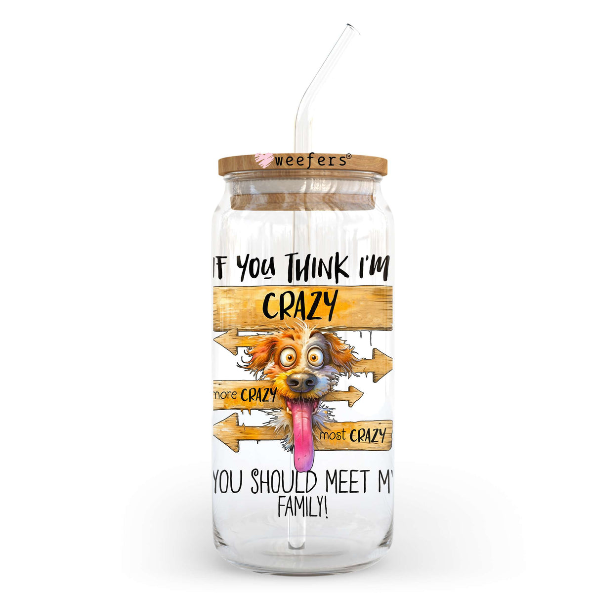 If you Think I'm Crazy You Should Meet My Family 20oz Libbey Glass Can, 34oz Hip Sip, 40oz Tumbler, 24oz Cold Cup UV DTF or Sublimation Decal Transfer Weefers