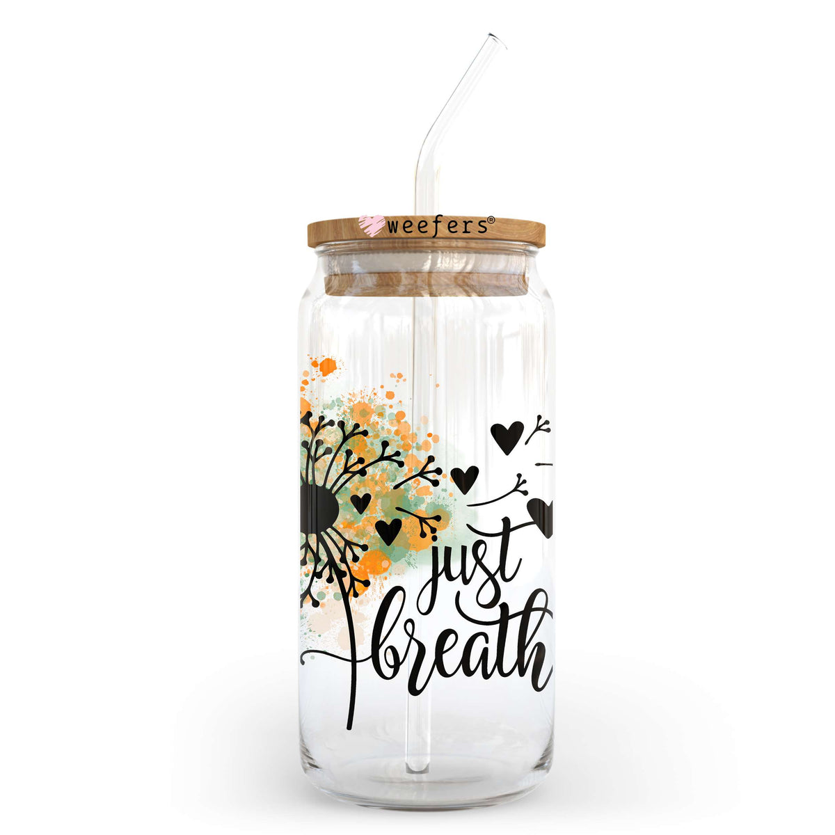 Just Breathe Fall 20oz Libbey Glass Can UV DTF or Sublimation Wrap - Decal Transfer Weefers