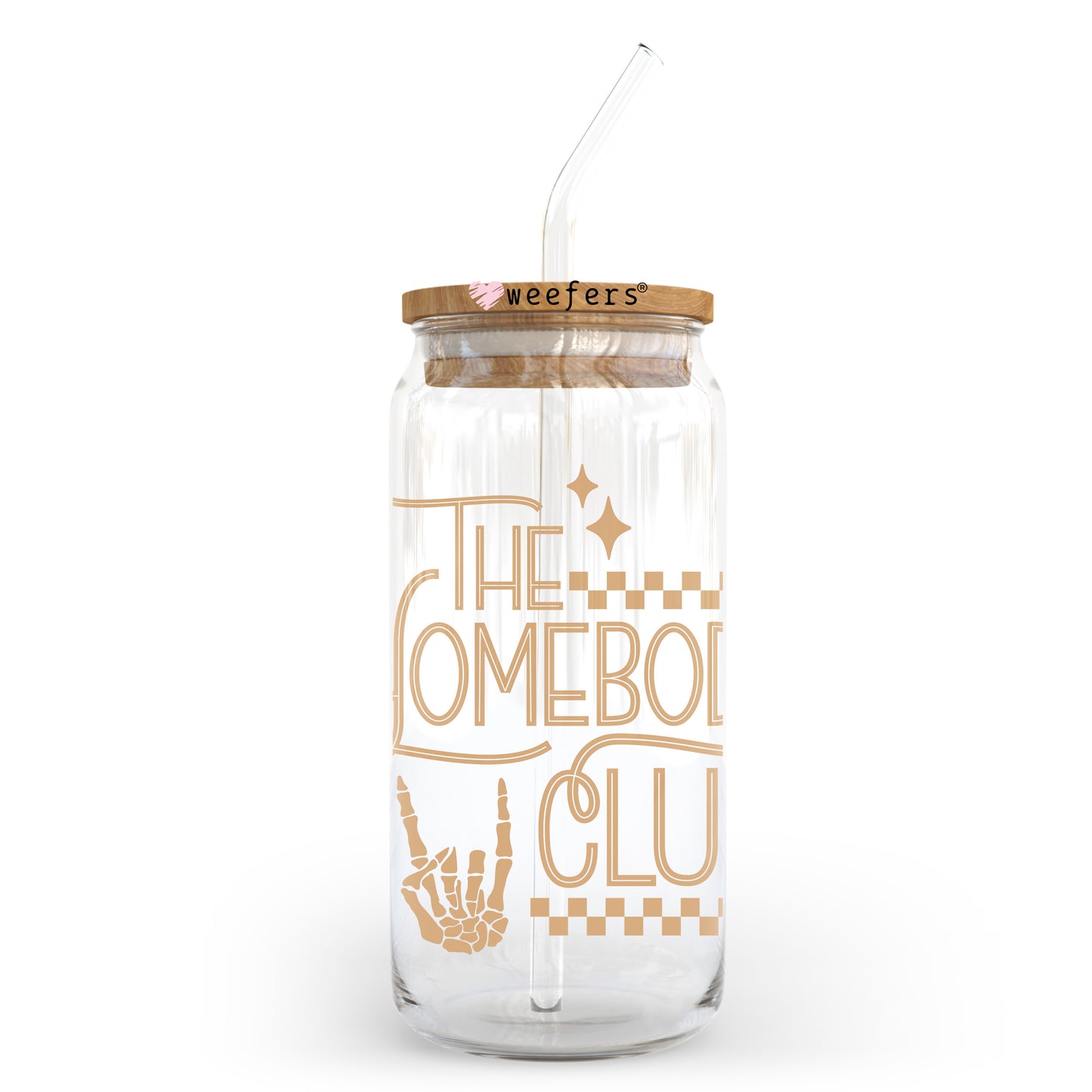 The Homebody Club Tan 20oz Libbey Glass Can, 34oz Hip Sip, 40oz Tumbler, 24oz Cold Cup UV DTF or Sublimation Decal Transfer Weefers