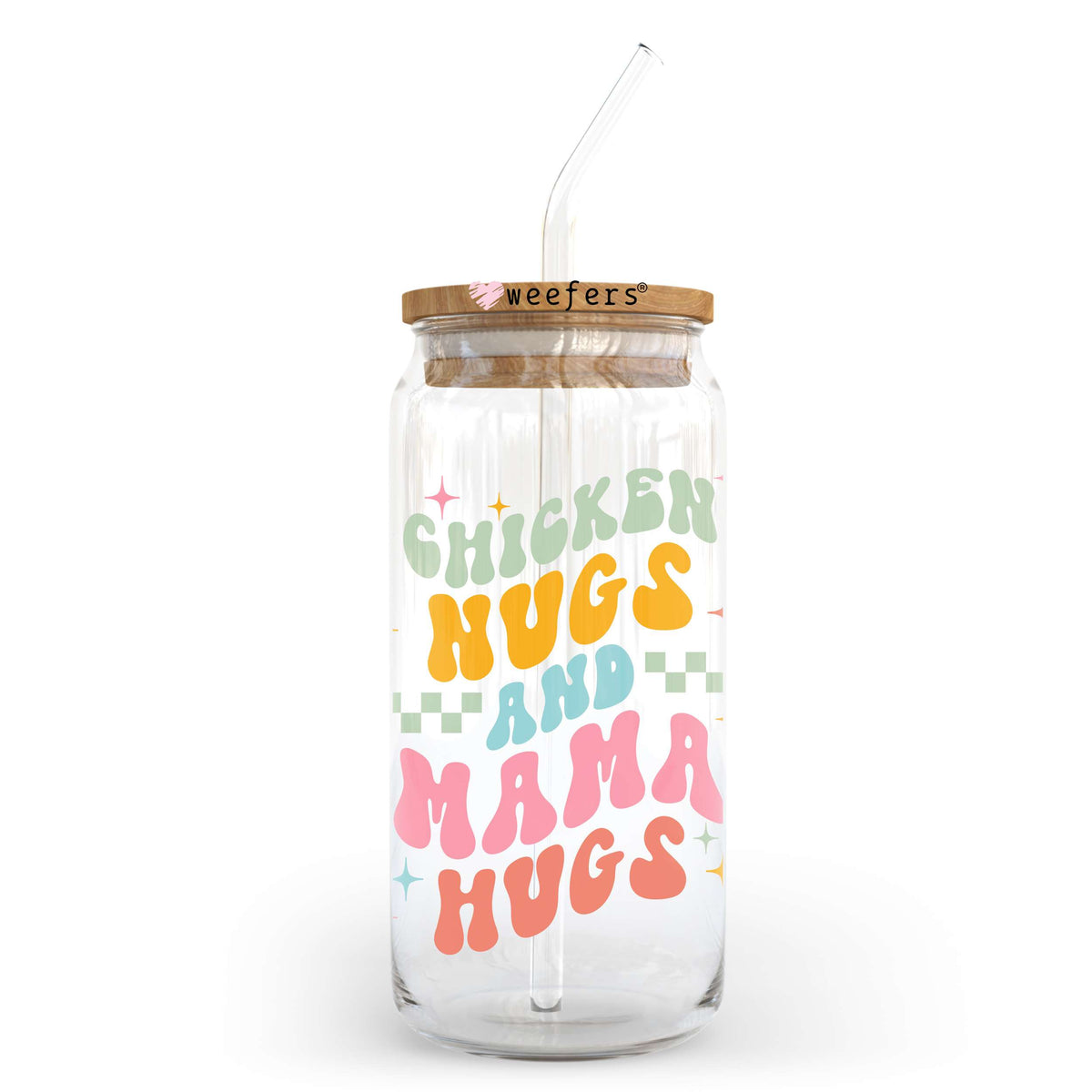 Chicken Nugs and Mama Hugs 20oz Libbey Glass Can UV DTF or Sublimation Decal Weefers