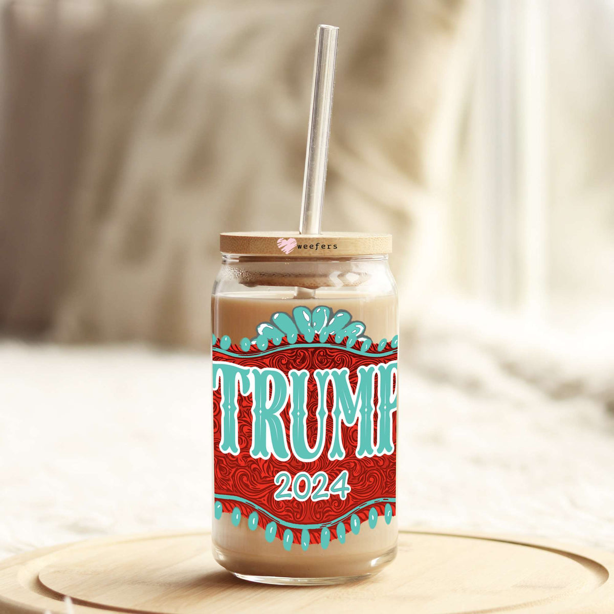 Trump 2024 16oz Libbey Glass Can UV DTF or Sublimation Wrap - Decal Transfers Weefers