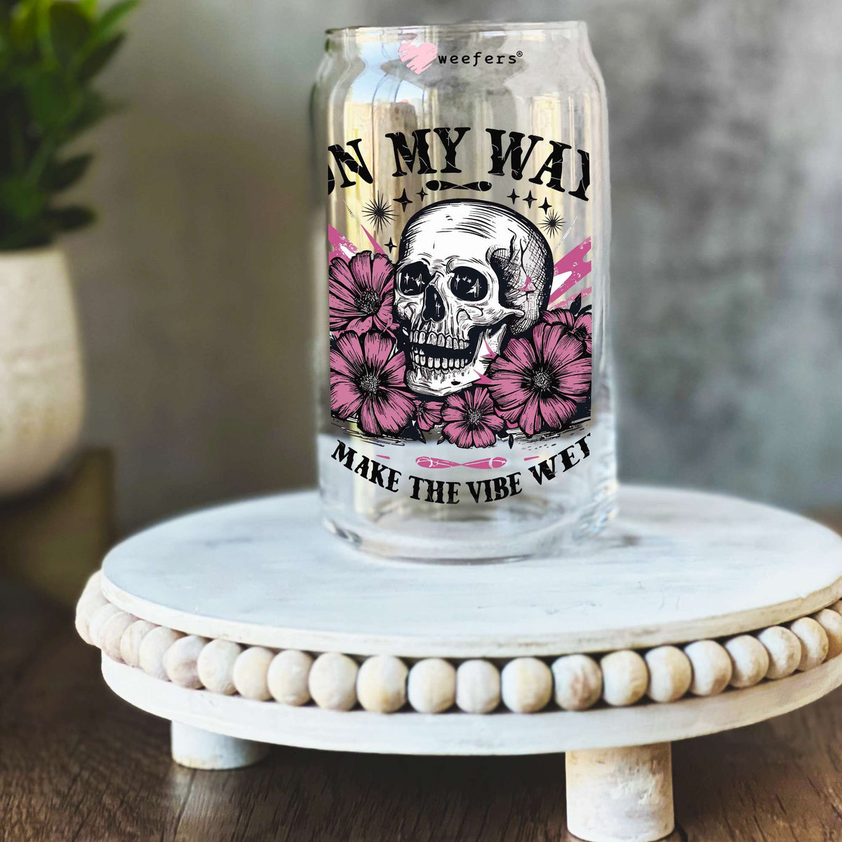 On My Way to Make the Vibe Weird 16oz Libbey Glass Can UV DTF Decal Transfer Weefers