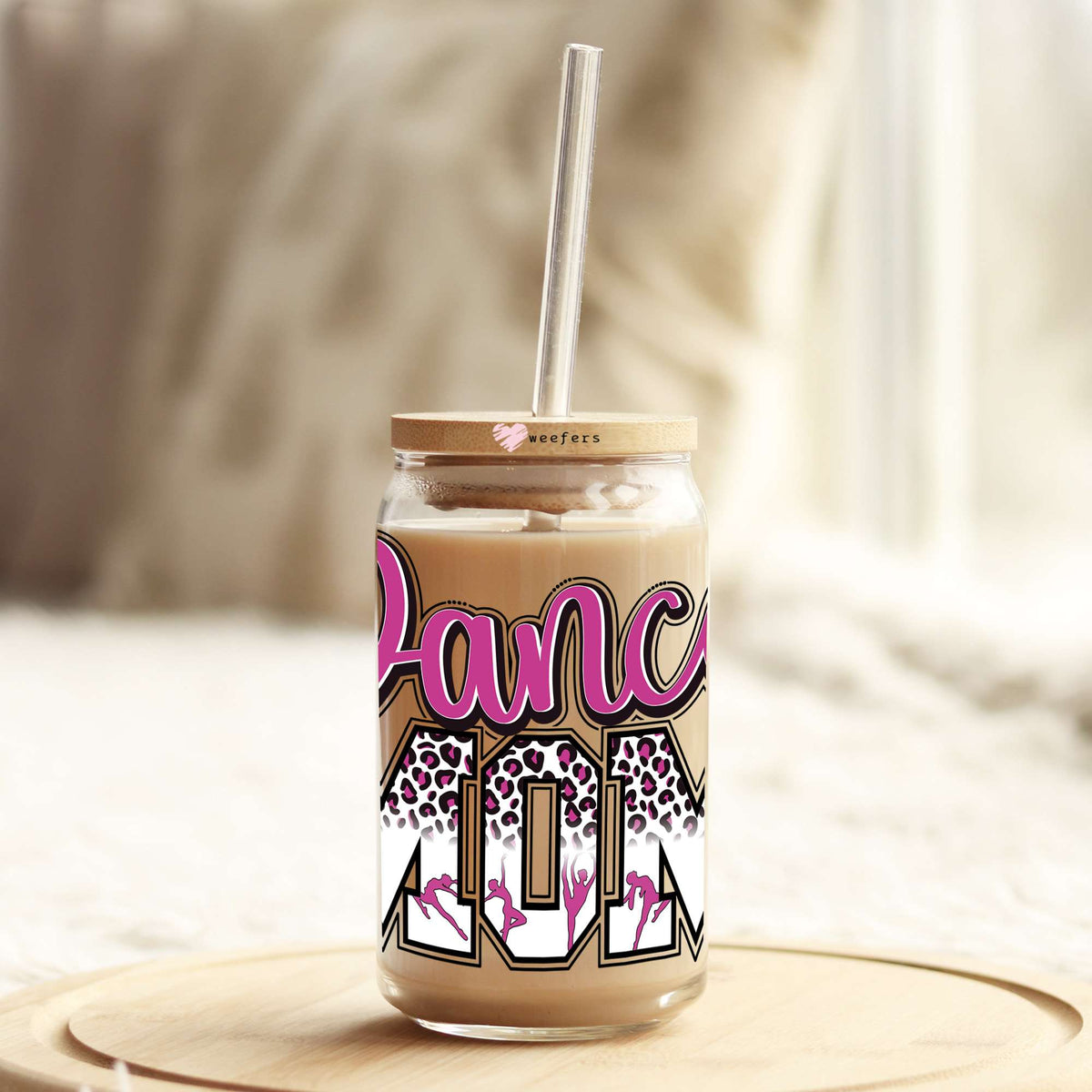 Dance Mom Pink 16oz Libbey Glass Can UV DTF or Sublimation Wrap - Transfer Weefers