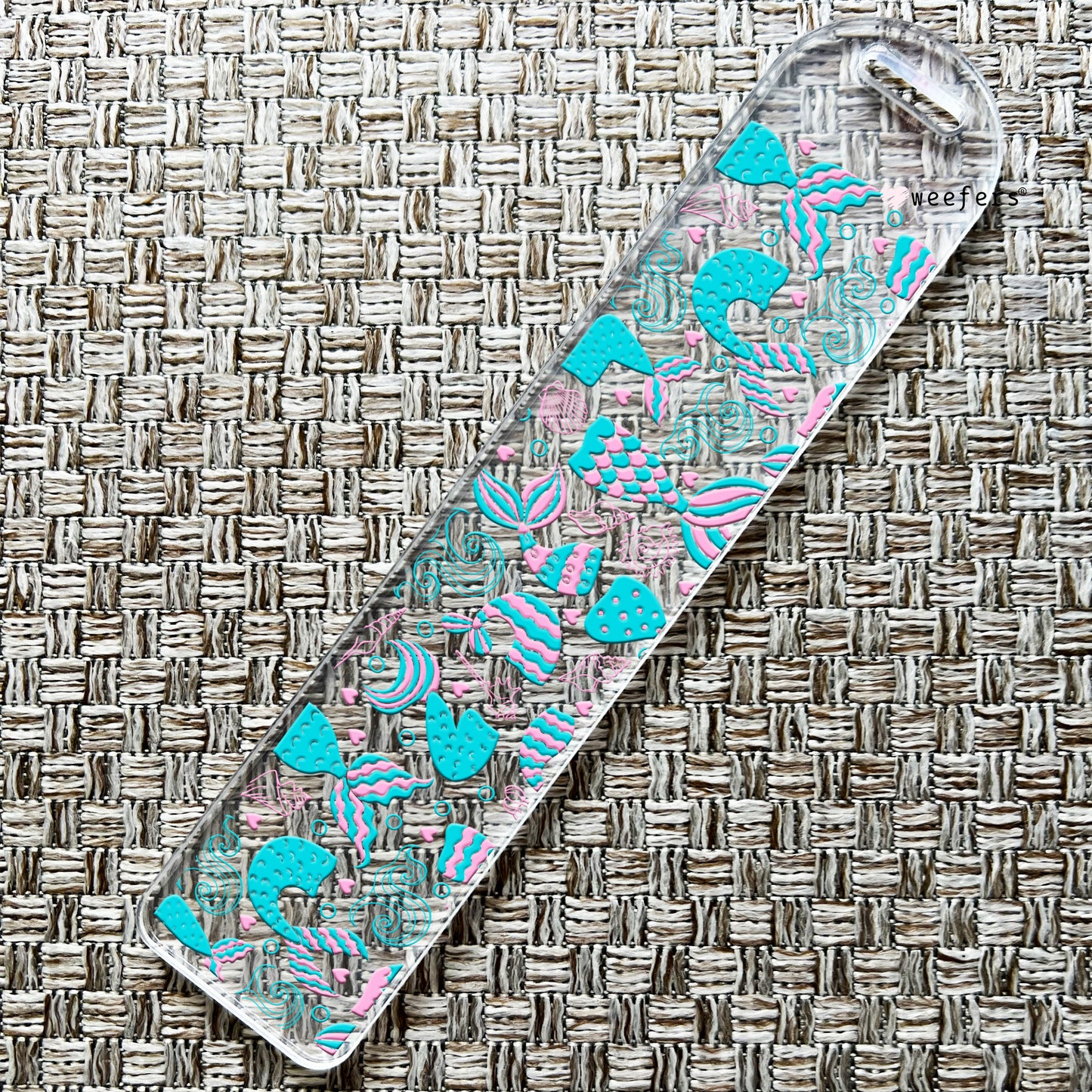 Pink And Blue Mermaid Tails Bookmark UV DTF Decal Weefers