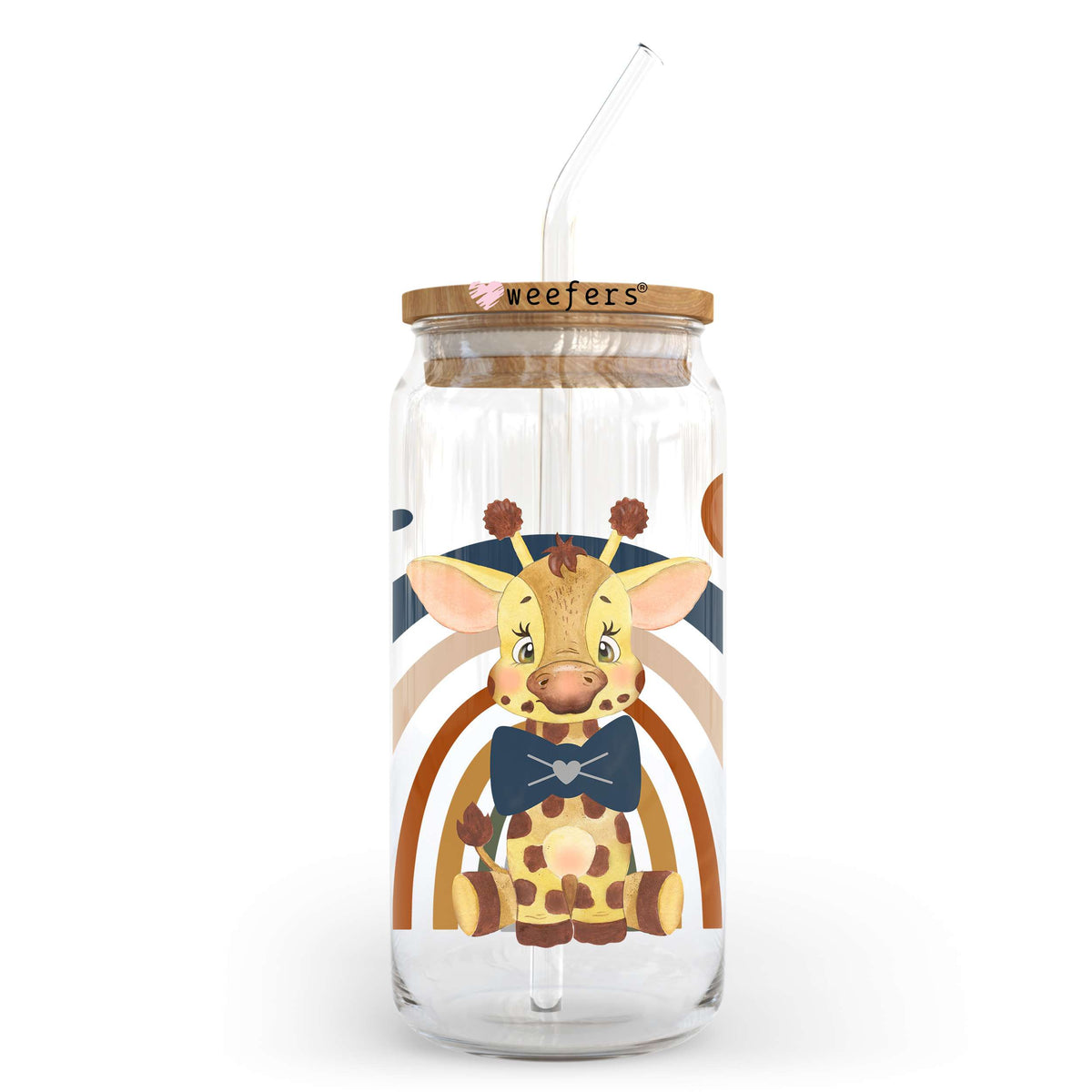 Giraffe Rainbow 20oz Libbey Glass Can UV DTF or Sublimation Decal Weefers