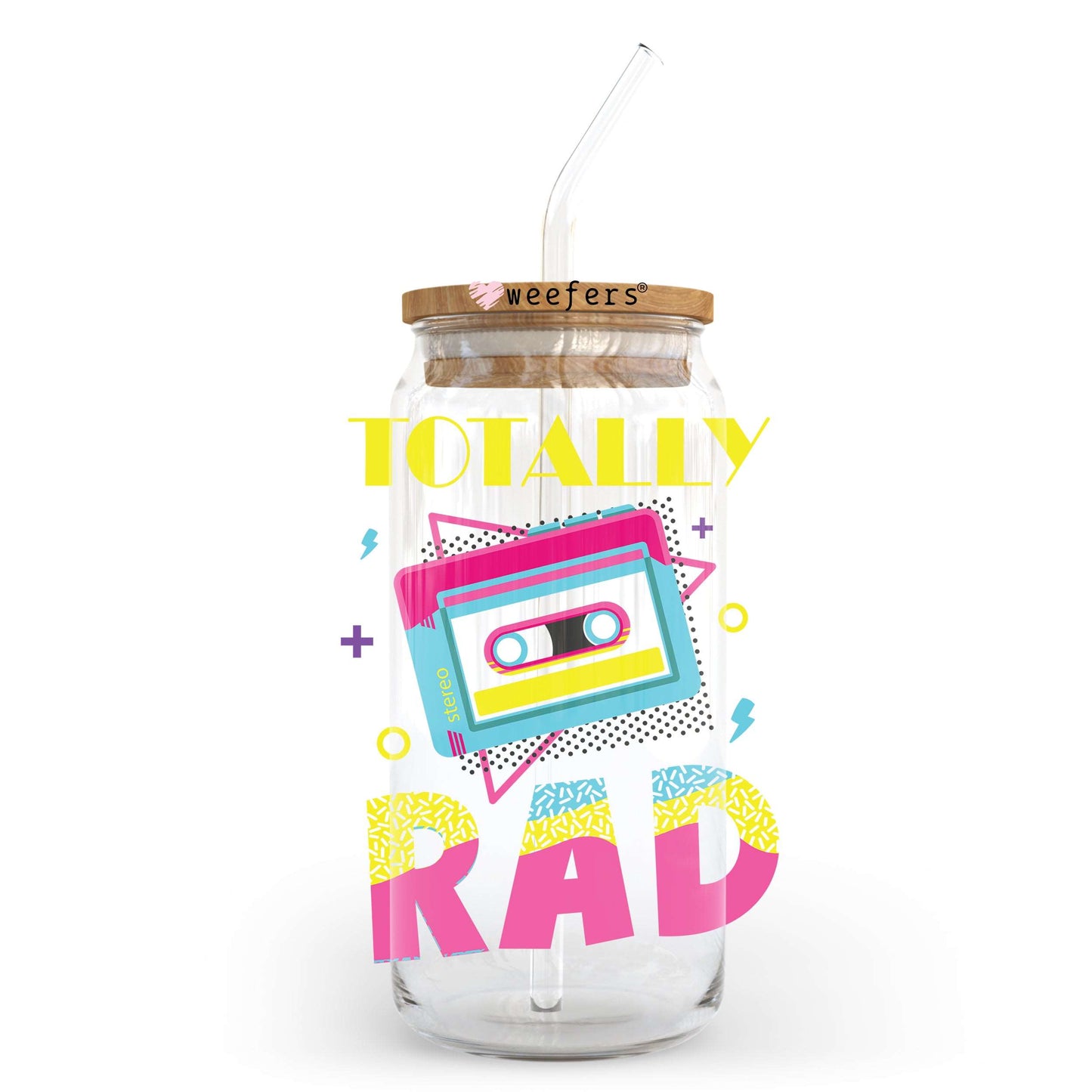 80's Totally Rad 20oz Libbey Glass Can, 34oz Hip Sip, 40oz Tumbler UV DTF or Sublimation Decal Transfer Weefers