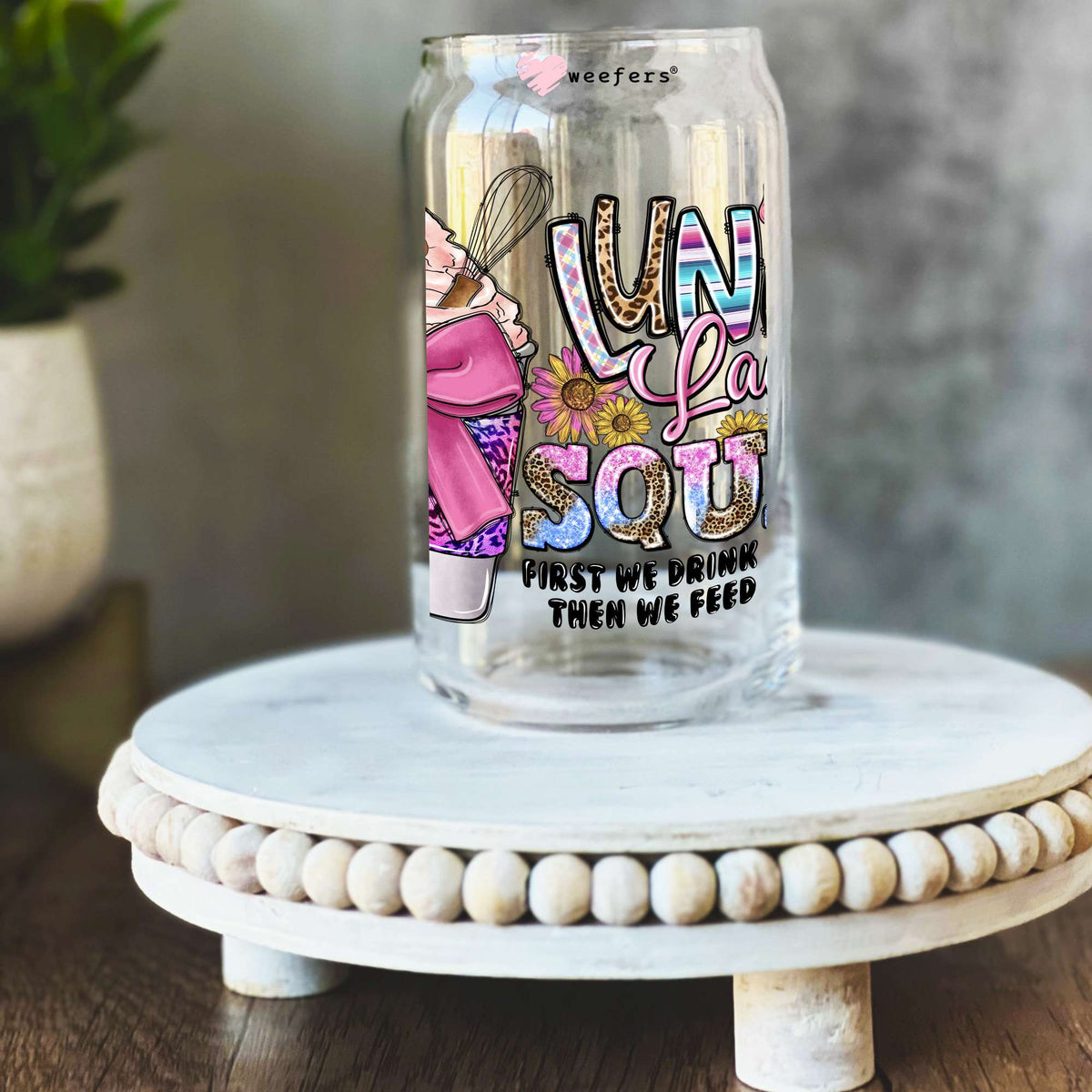 Lunch Lady Squad 16oz Libbey Glass Can UV DTF or Sublimation Wrap Decal Transfer Weefers