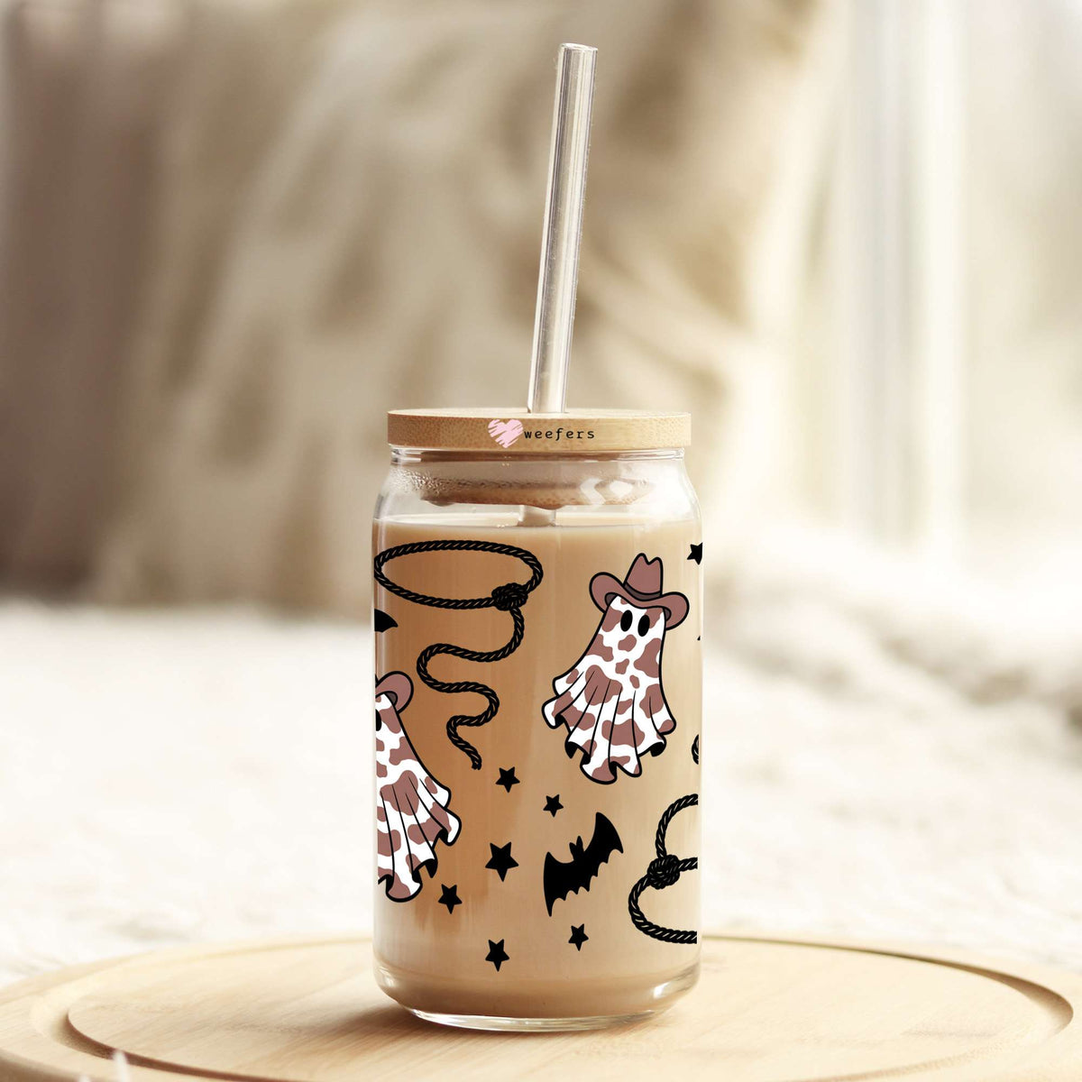 Western Ghosts 16oz Libbey Glass Can UV DTF or Sublimation Wrap Decal Transfer Weefers