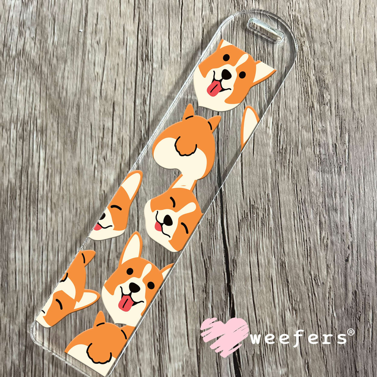 Smiling Corgi faces UV DTF Cup Wrap Bookmark Weefers