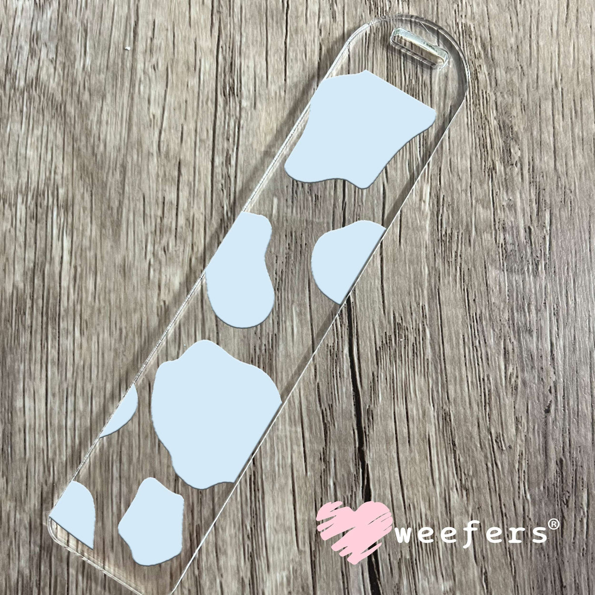 Light Blue Cow Print UV DTF Cup Wrap Bookmark Weefers