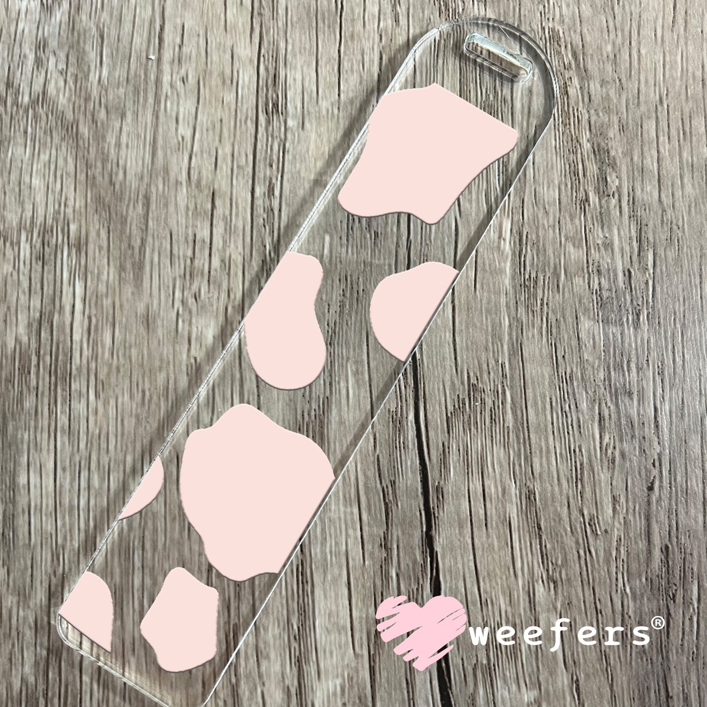 Baby Pink Cow Print UV DTF Cup Wrap Bookmark Weefers