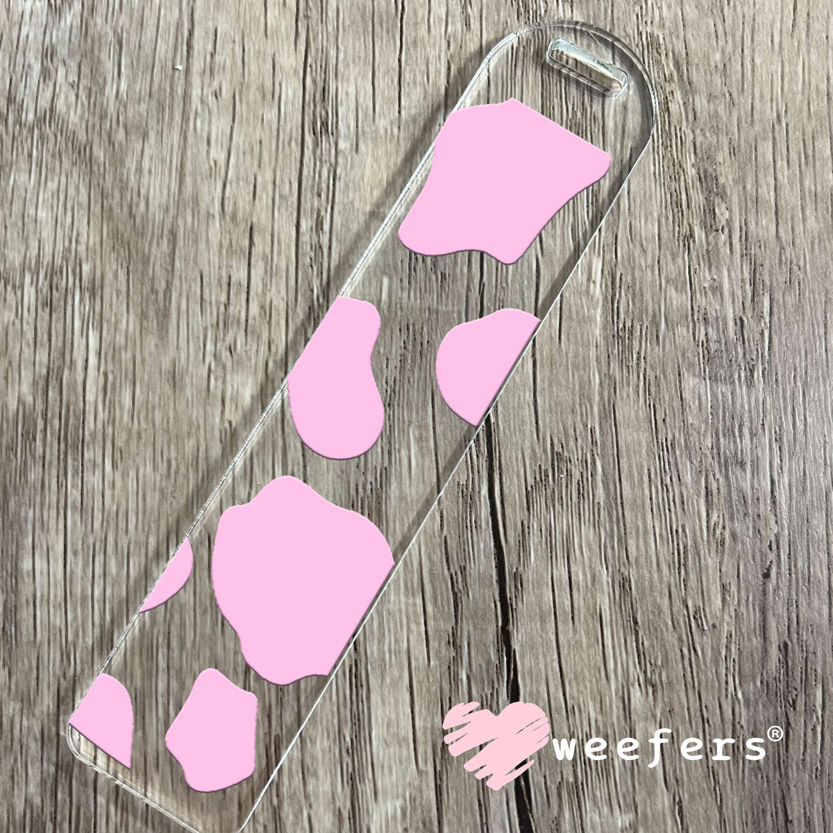 Pink Cow Print UV DTF Cup Wrap Bookmark Weefers