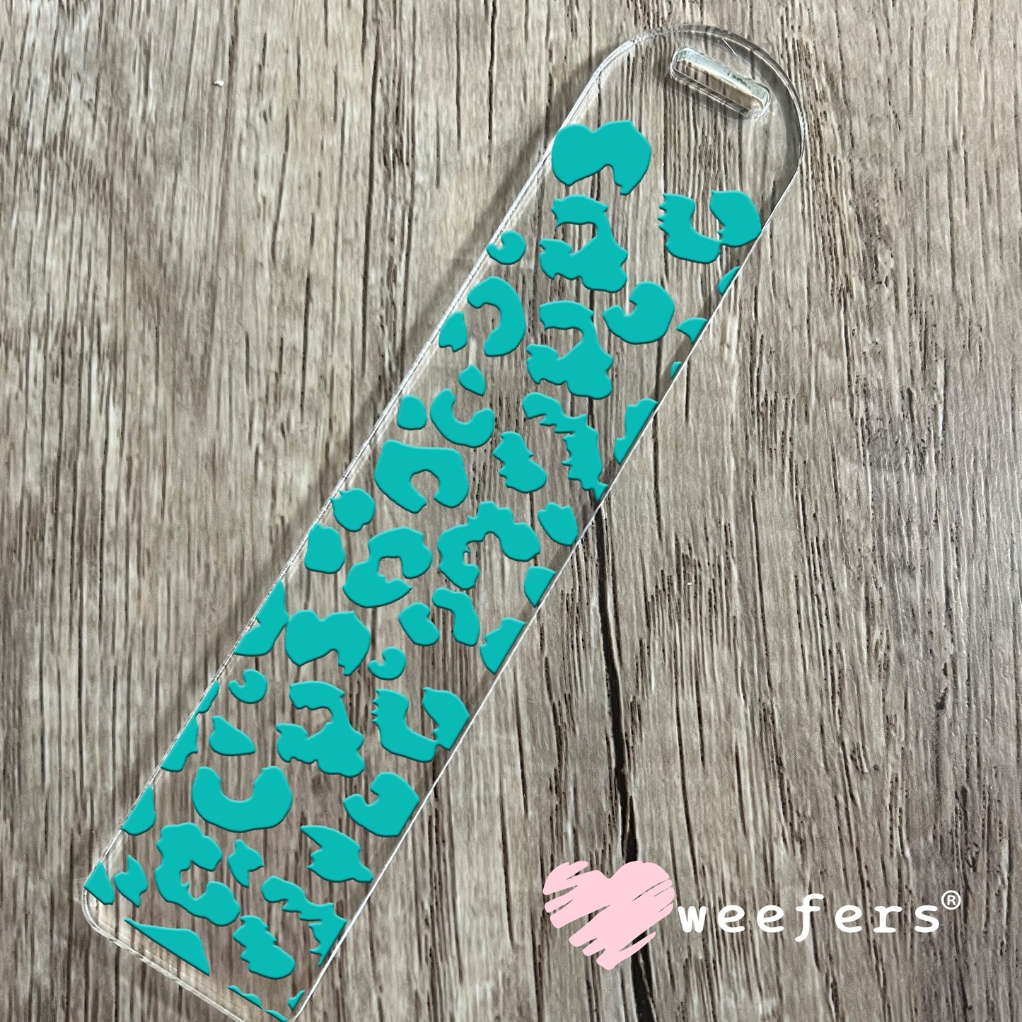 Teal Leopard UV DTF Cup Wrap Bookmark Weefers
