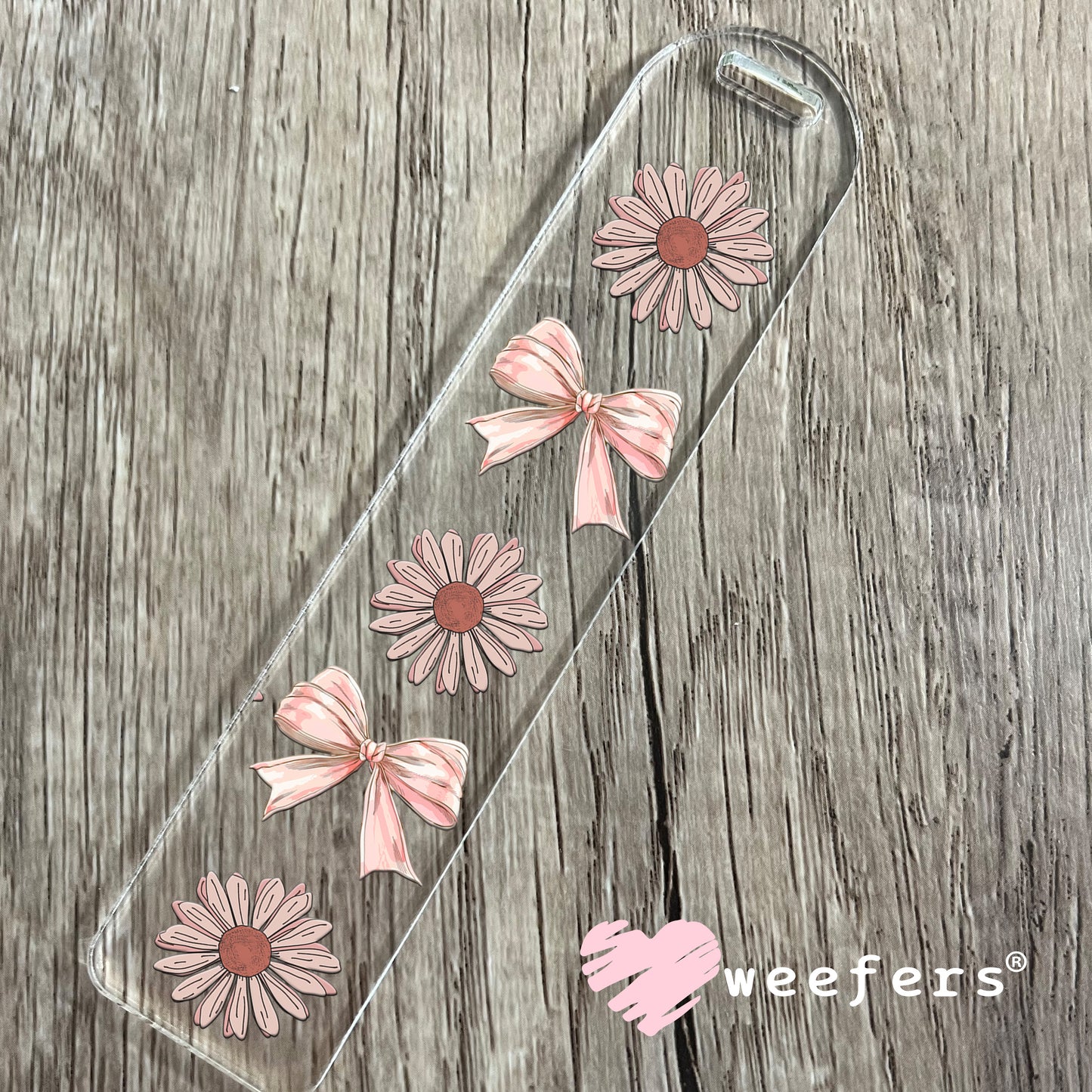 Mauve Flowers and Bows UV DTF Cup Wrap Bookmark Weefers