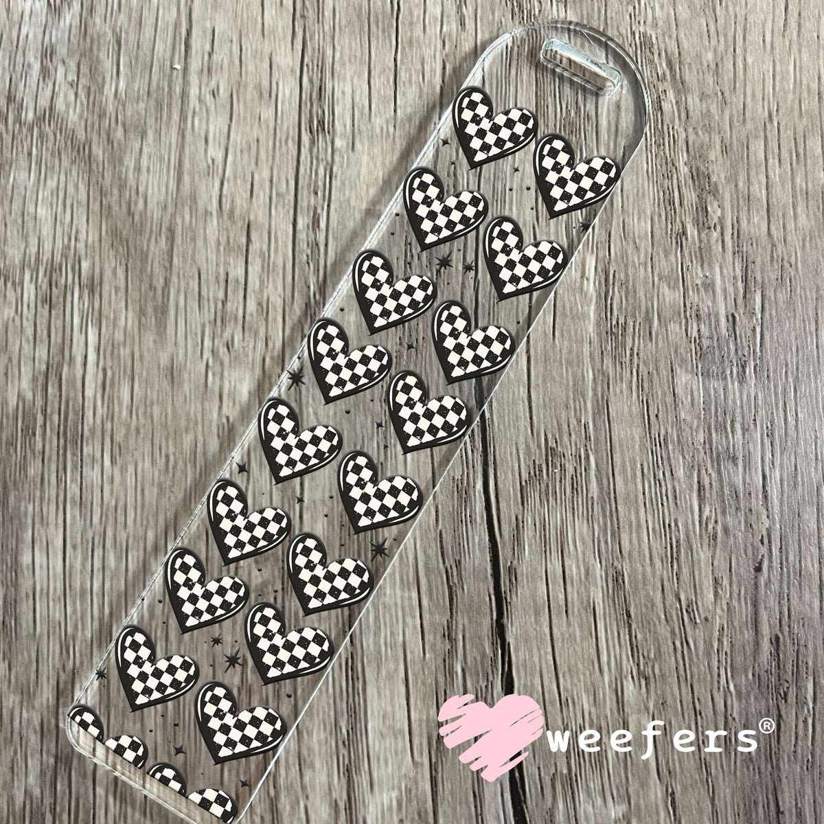 Checkered Hearts UV DTF Cup Wrap Bookmark Weefers