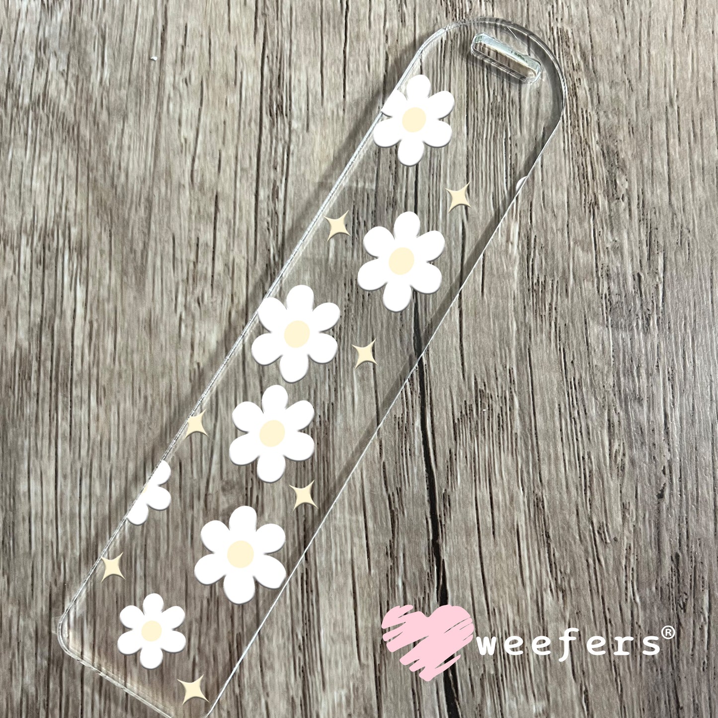 White Daisies Yellow Diamonds UV DTF Cup Wrap Bookmark Weefers