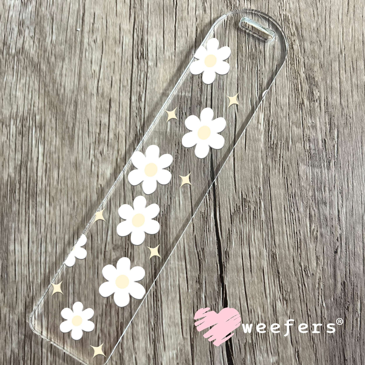 White Daisies Yellow Diamonds UV DTF Cup Wrap Bookmark Weefers