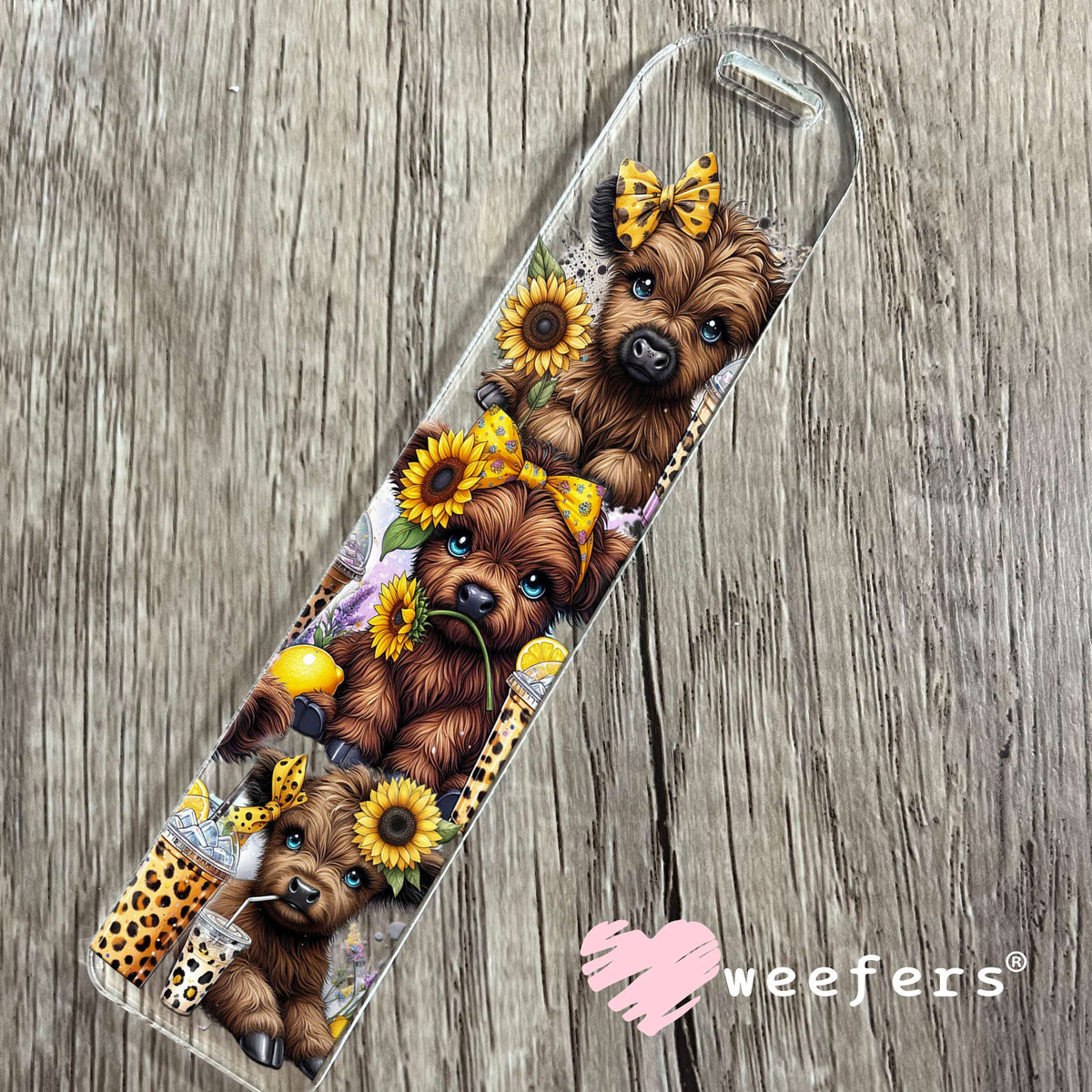 Baby Highlander Sunflowers Coffee UV DTF Cup Wrap Bookmark Weefers
